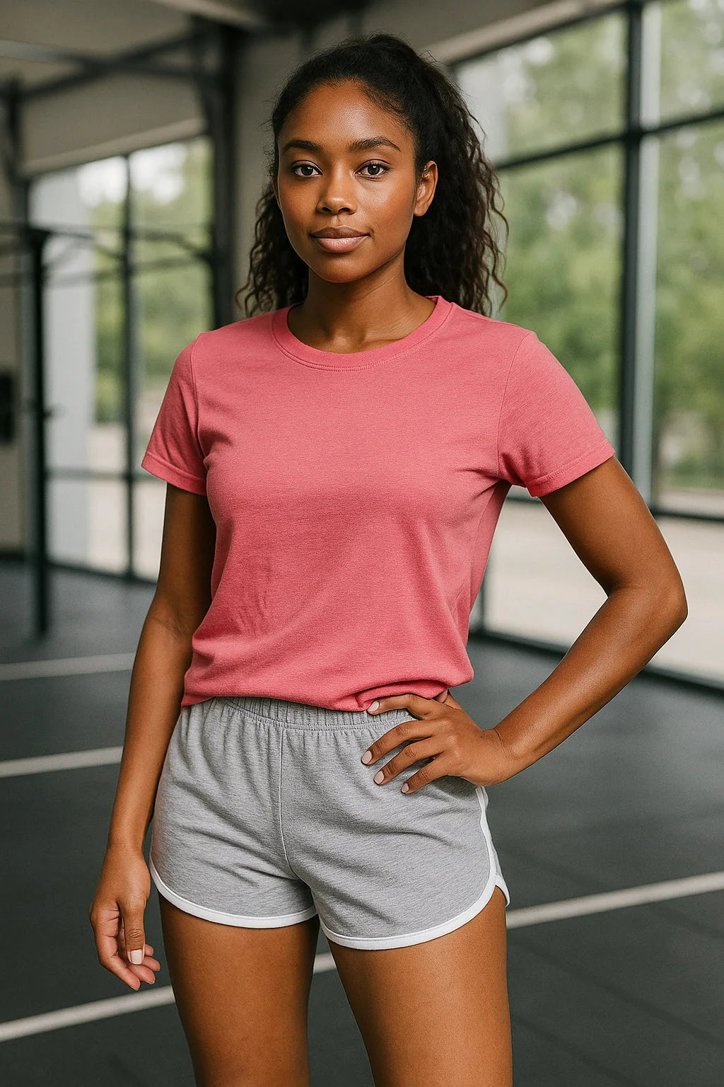 Zenana Elastic Waistband Gray Cotton Lounge Dolphin Hem Shorts