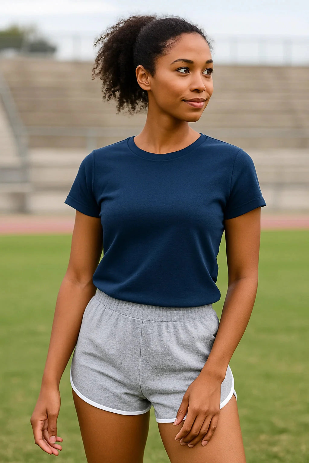 Zenana Elastic Waistband Gray Cotton Lounge Dolphin Hem Shorts