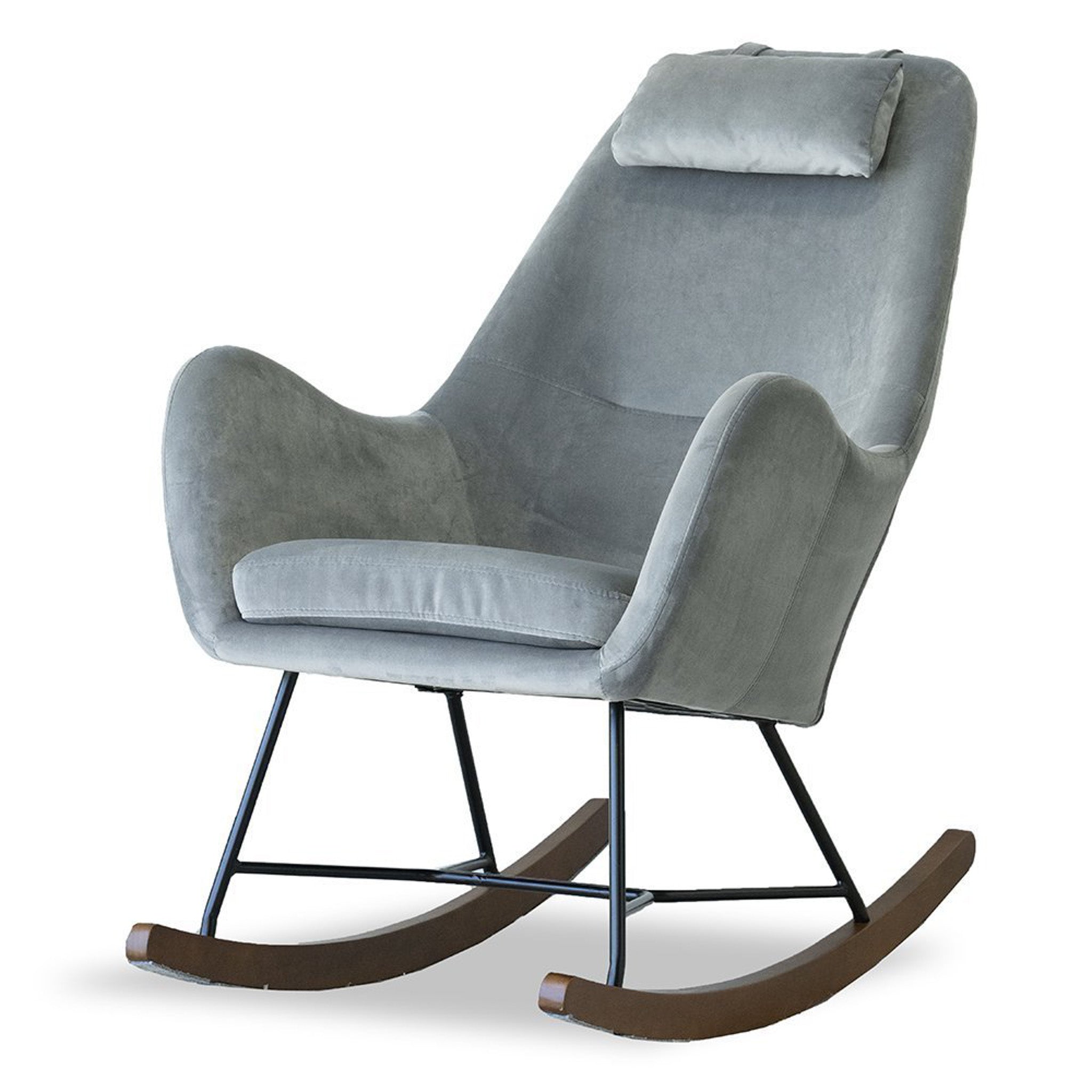 Chelsea Grey Velvet Rocking Chair – Luxury Modern Seating – Curated by