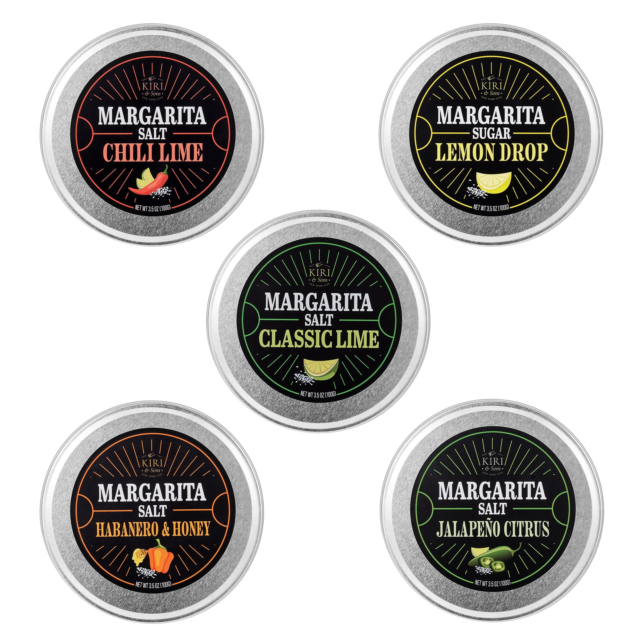 Premium Margarita Salt Rim Variety Set, Set of 5, Giftable Food Items