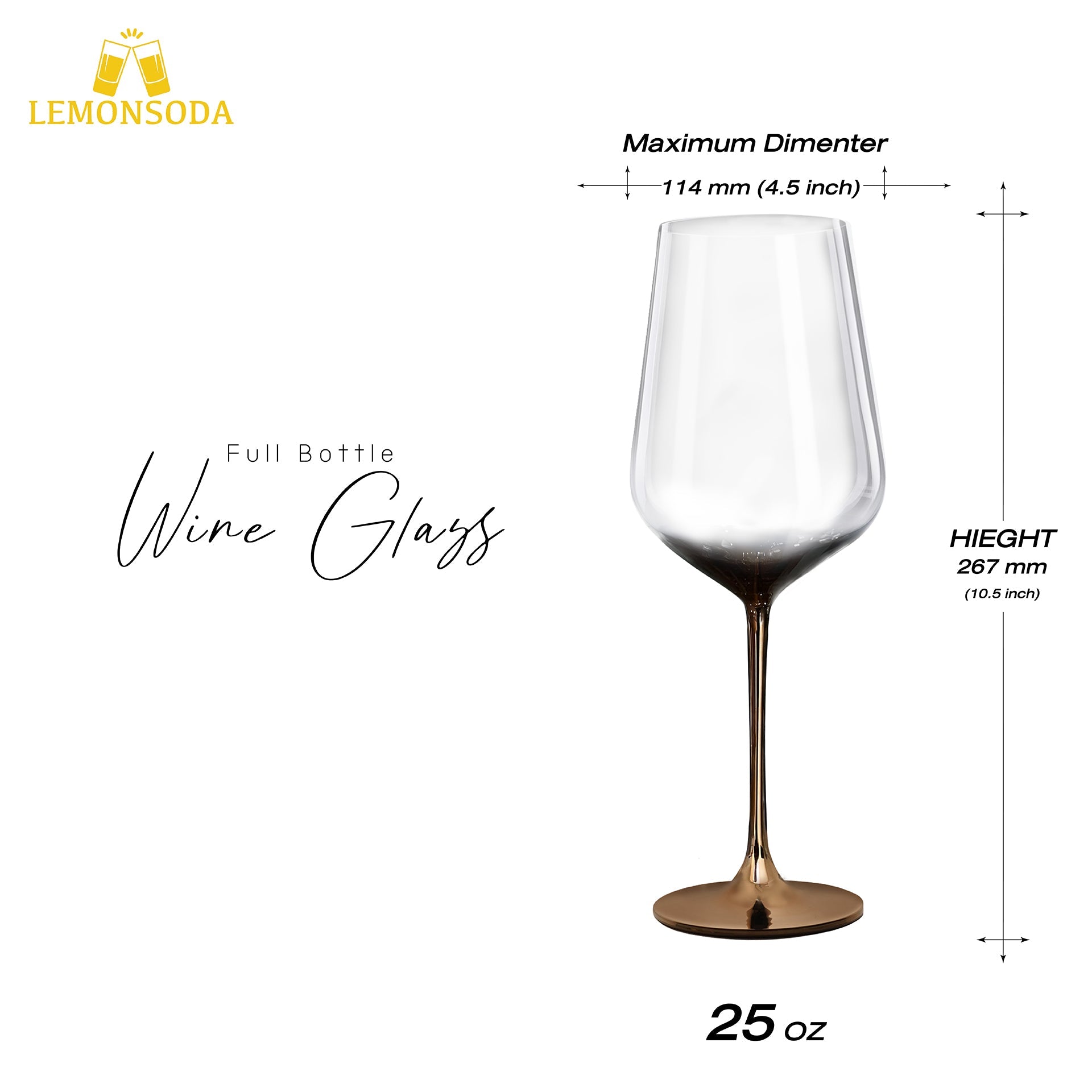 Full-Bottle Premium Artisan Copper Wine Glasses (750 mL / 25 fl. oz)