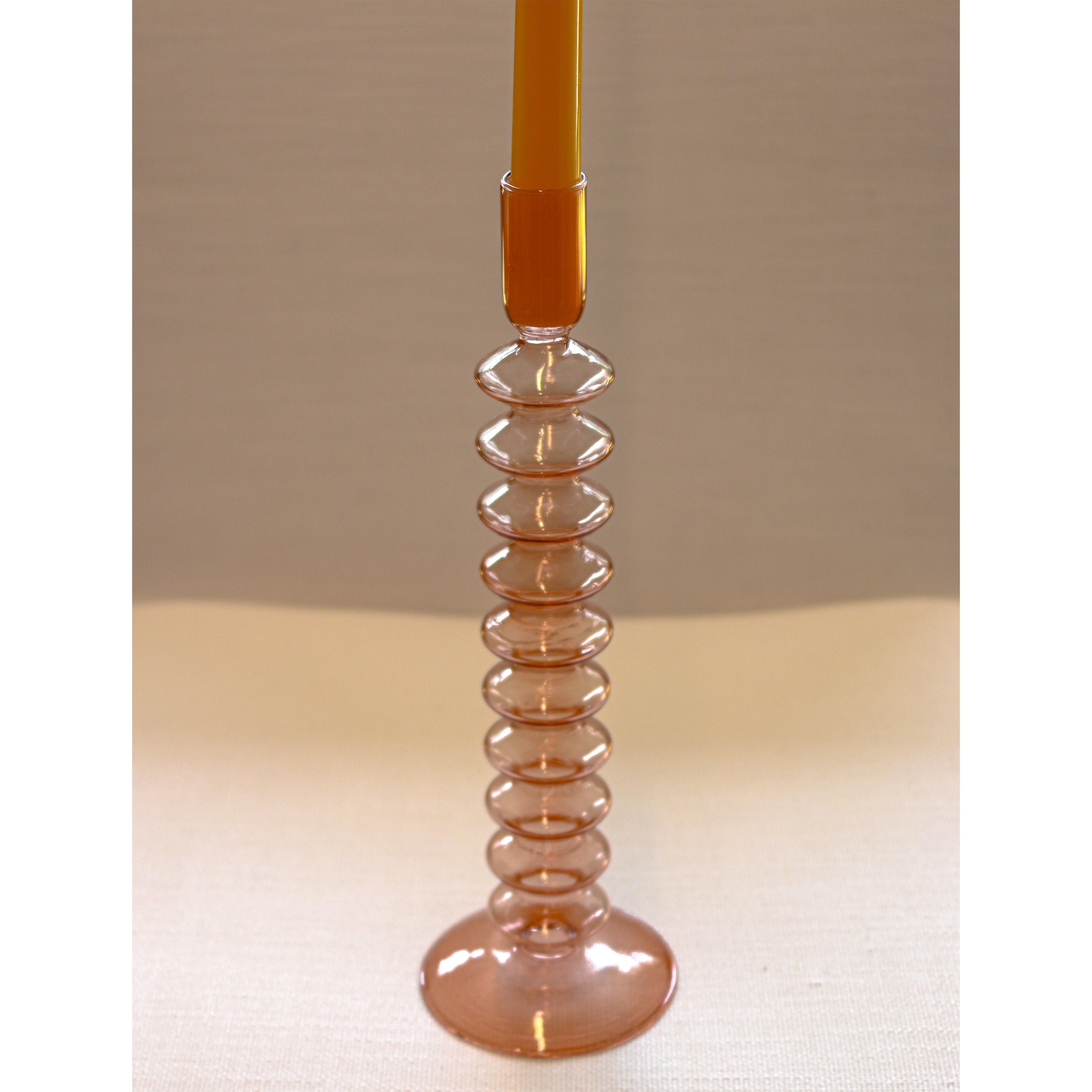 Coraline Peach Candle Holder - Pair