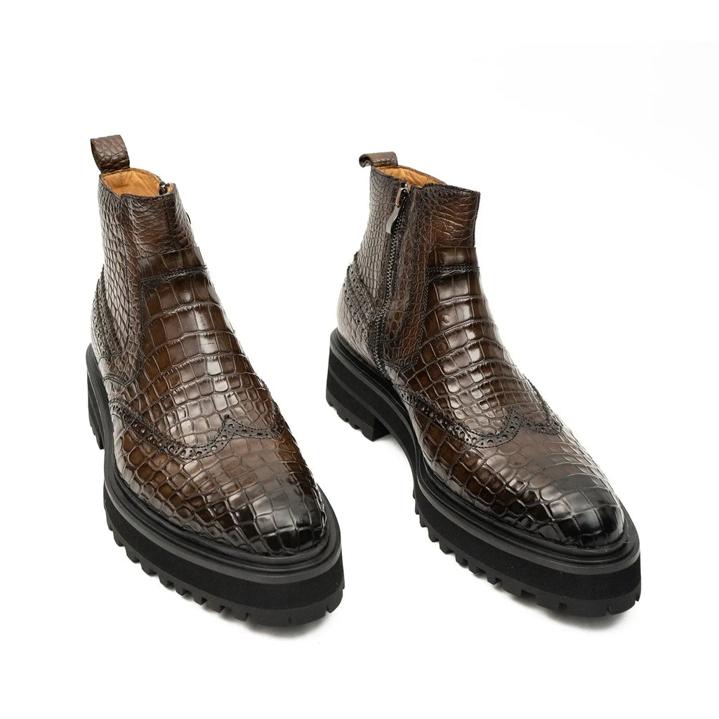 Crocodile - Skin Chelsea Boots with Chunky Sole
