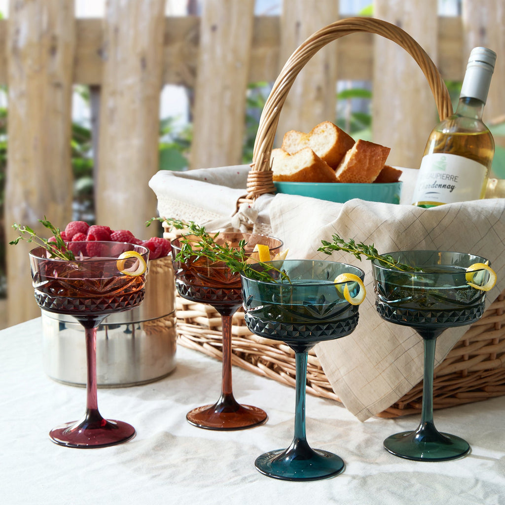 Onix Acrylic Crystal Champagne Coupe, Cocktail Glassware, Set of 4