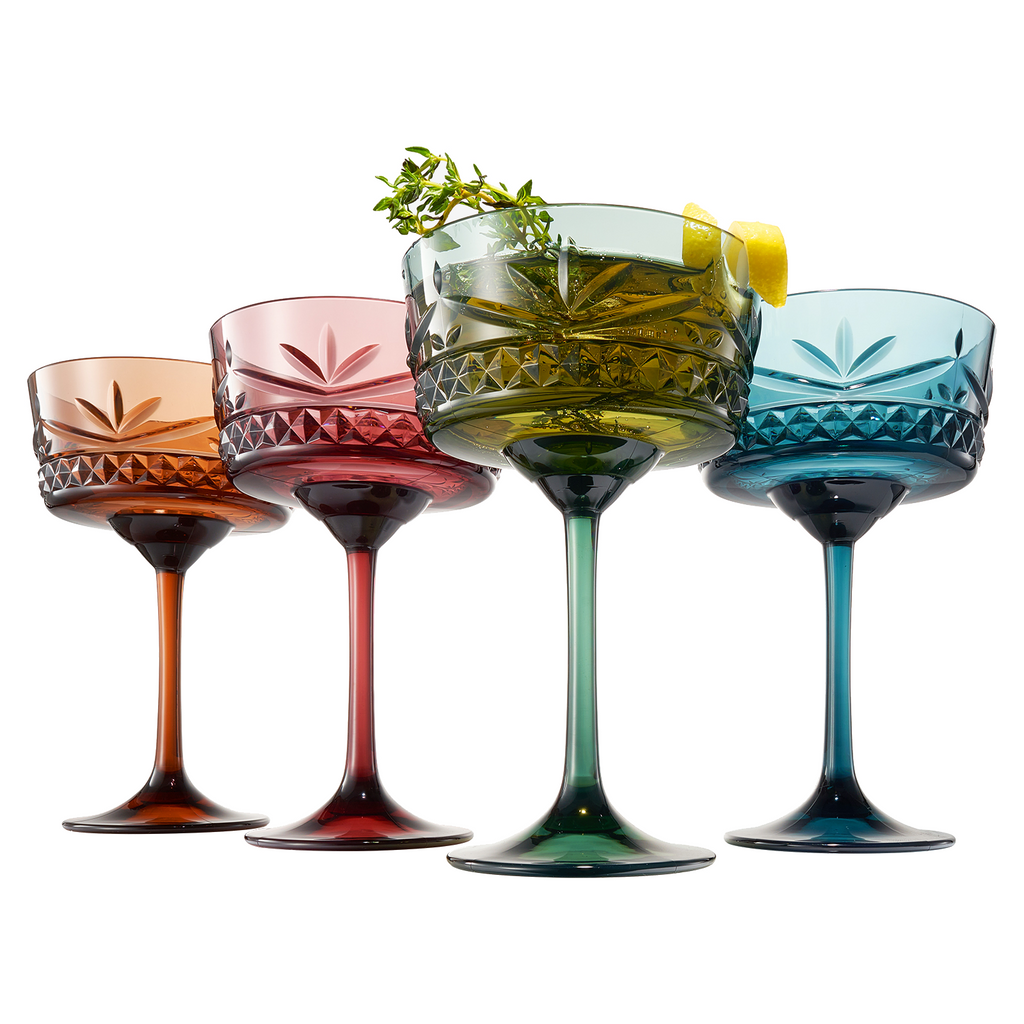 Onix Acrylic Crystal Champagne Coupe, Cocktail Glassware, Set of 4