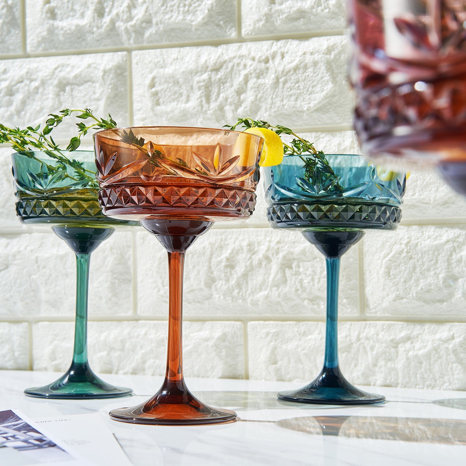 Onix Acrylic Crystal Champagne Coupe, Cocktail Glassware, Set of 4