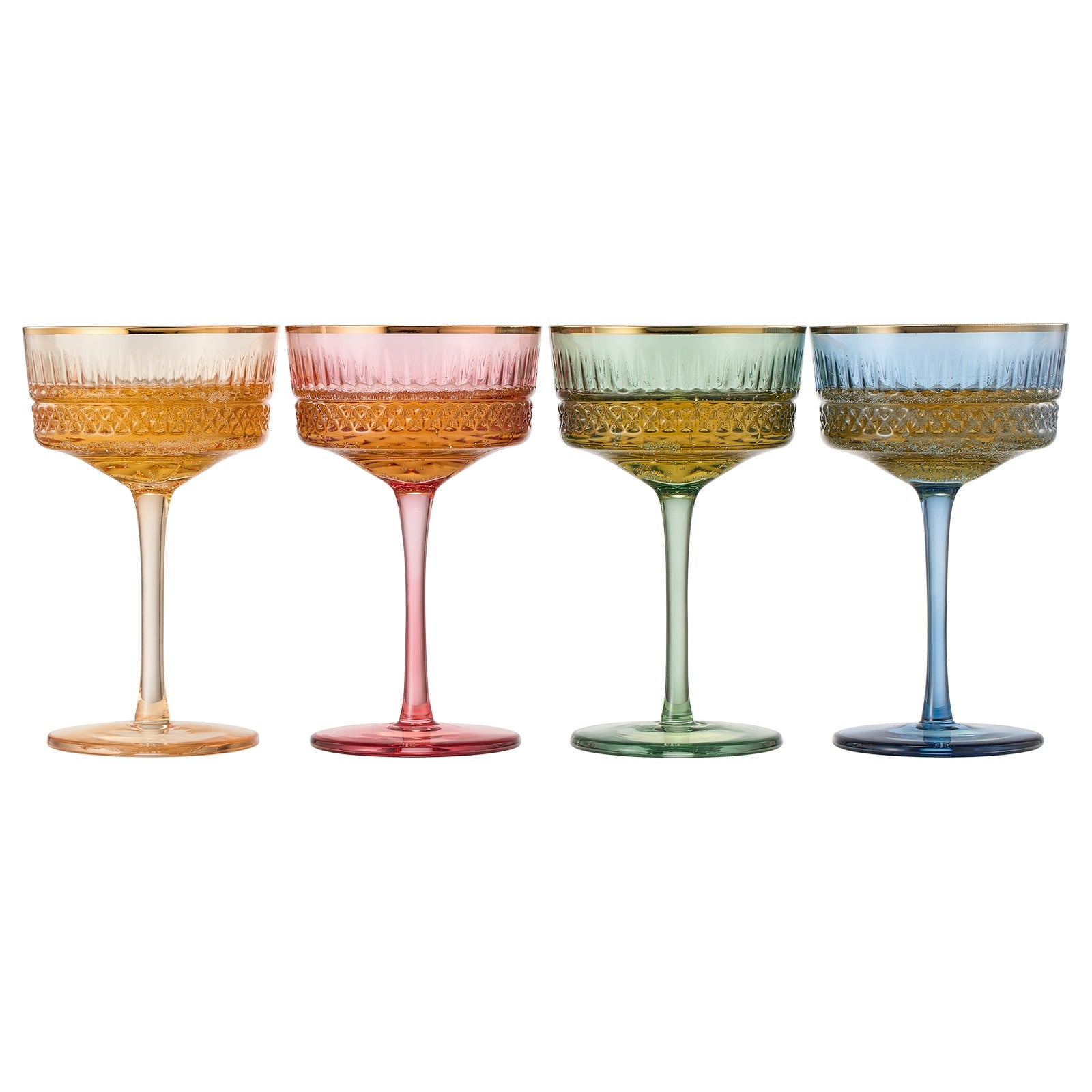 Duomo Champagne Coupe Cocktail Glassware, Set of 4