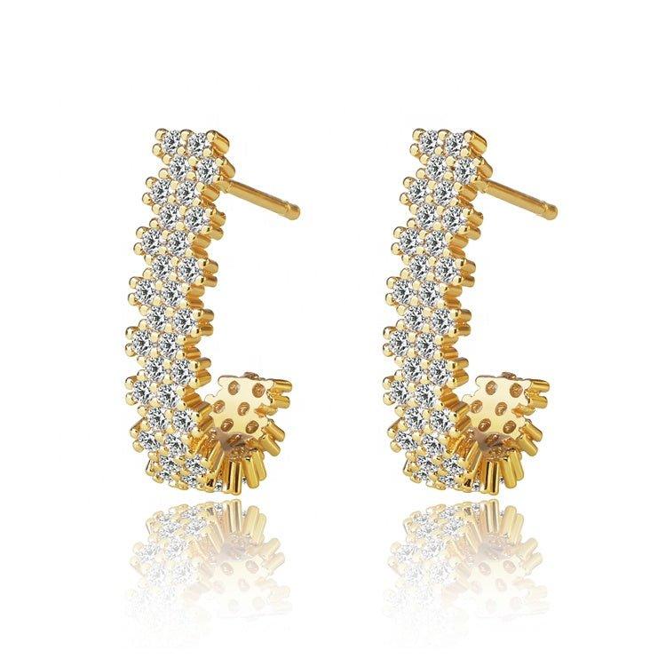 Cubic Zirconia J Hoop Earrings