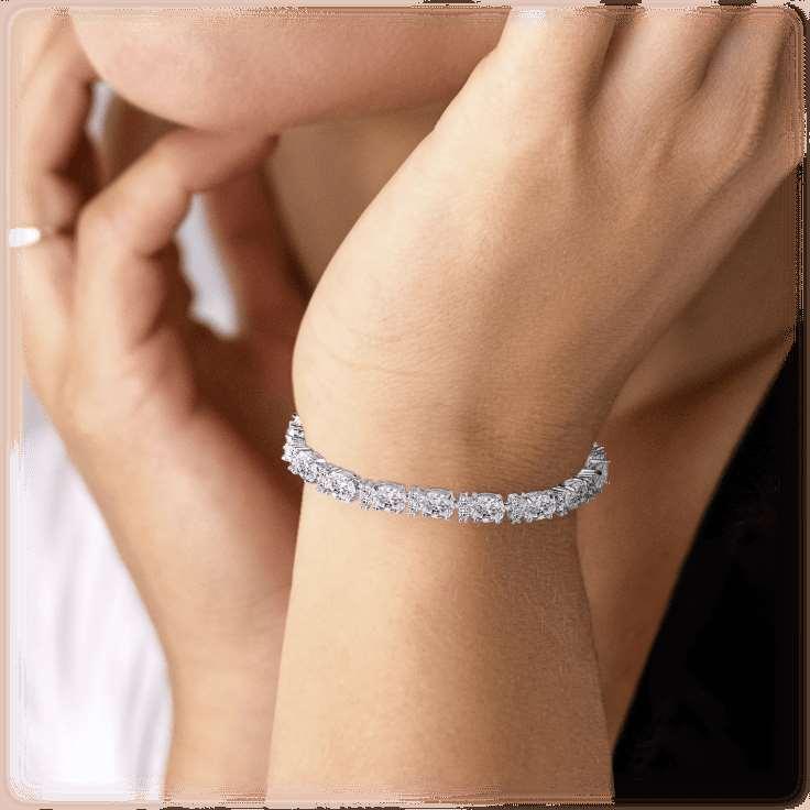 Cubic Zirconia Tennis Bracelet with Oval and Round Cut AAA+ Cubic Zirconia