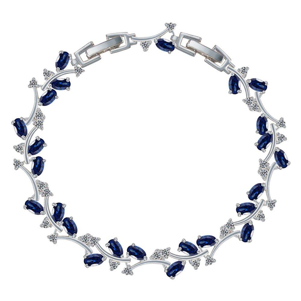 Cubic Zirconia Tennis Bracelet with Sapphire and AAA+ Cubic Zirconia Stones