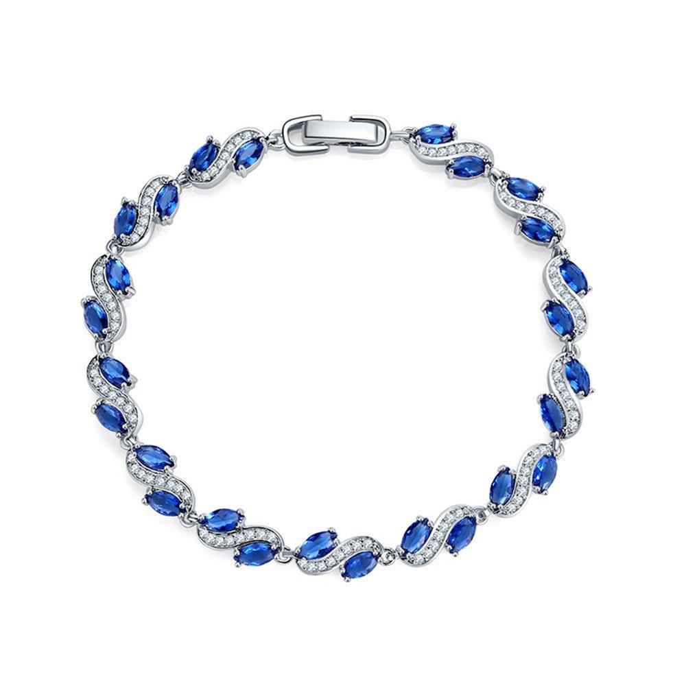 Cubic Zirconia Tennis Bracelet with AAA+ Cubic Marquise Sapphire Cubic Zirconia