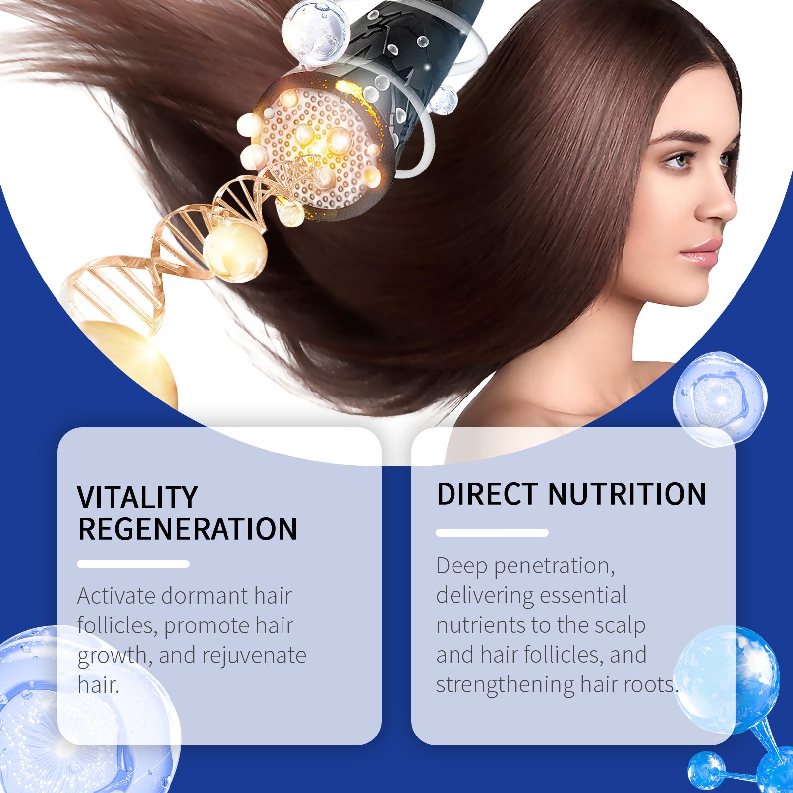 Blue Copper Peptide Hair Care Essential Oil, Moisturizes Dry Hair And Smooth Hair Massage Hair Care Essence