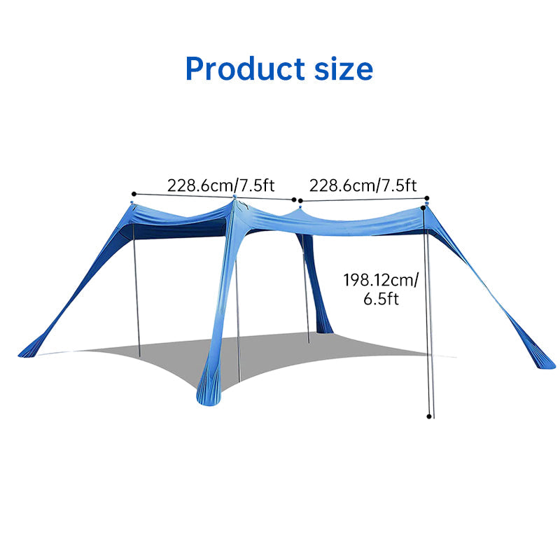 Family beach tent, large pop-up parasol, beach shelter, sun shade. Stable poles with portable carry bag. Outdoor shade.