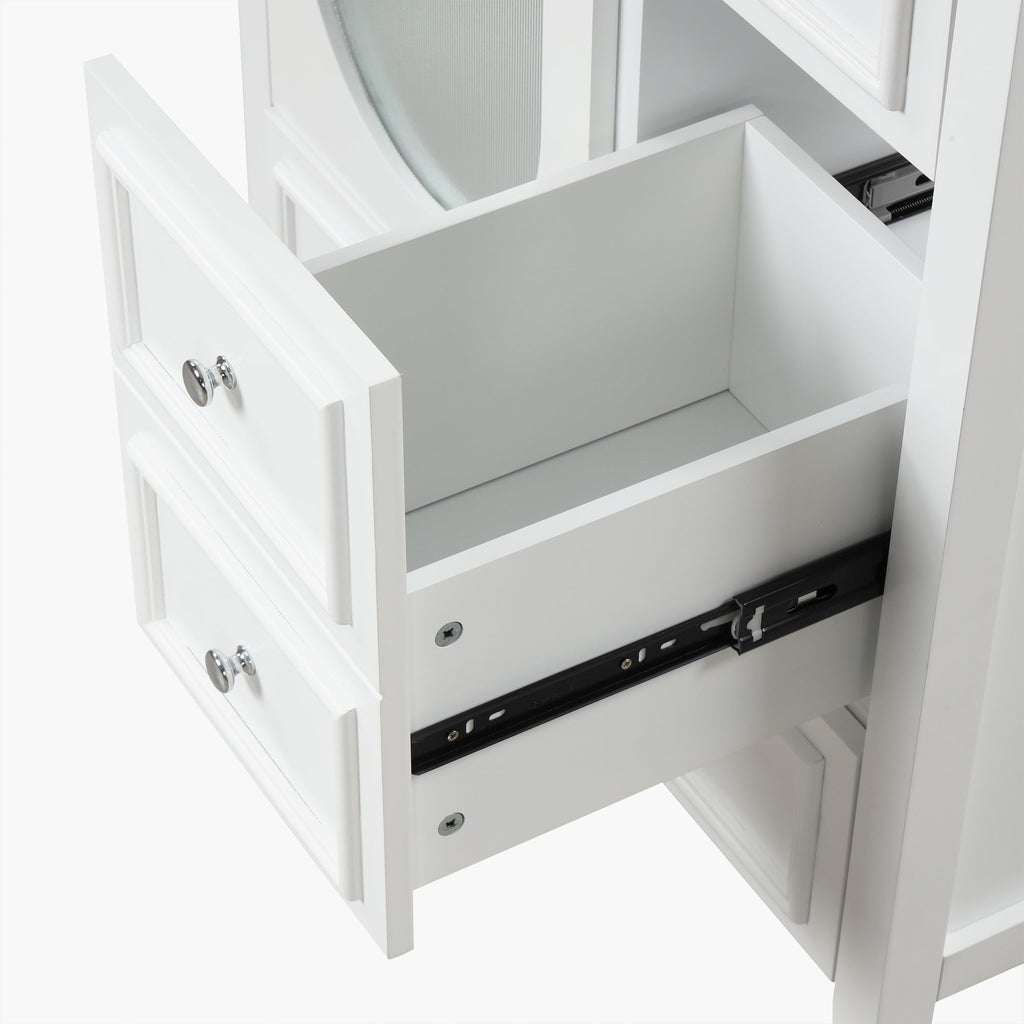30" Bathroom Vanity with Sink, Bathroom Vanity Cabinet with Three Drawers and Door, Solid Wood and MDF, White