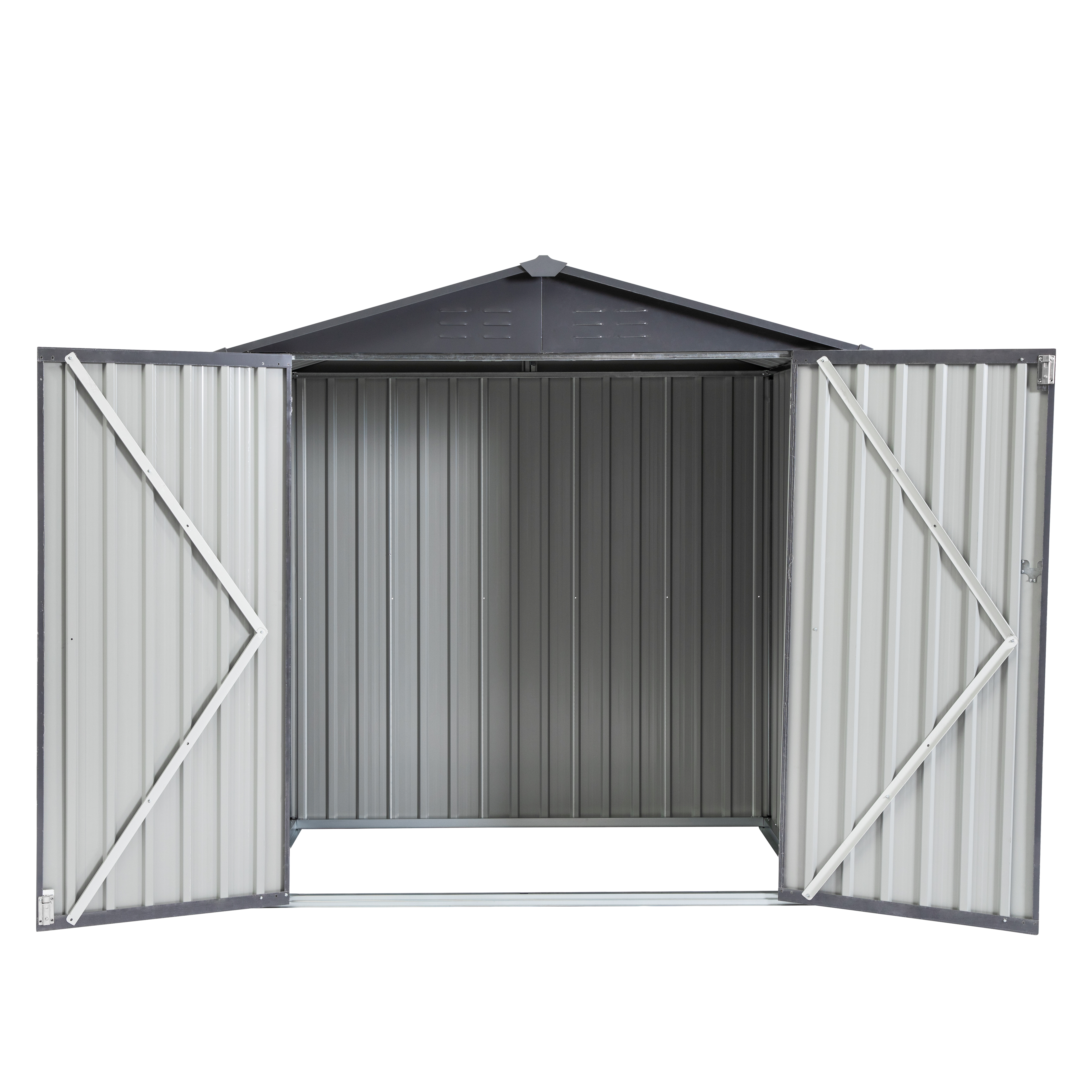 XWT014 Garden Metal Storage Shed Gray White 6x4x6ft outdoor storing tools Rainproof Hinge door version