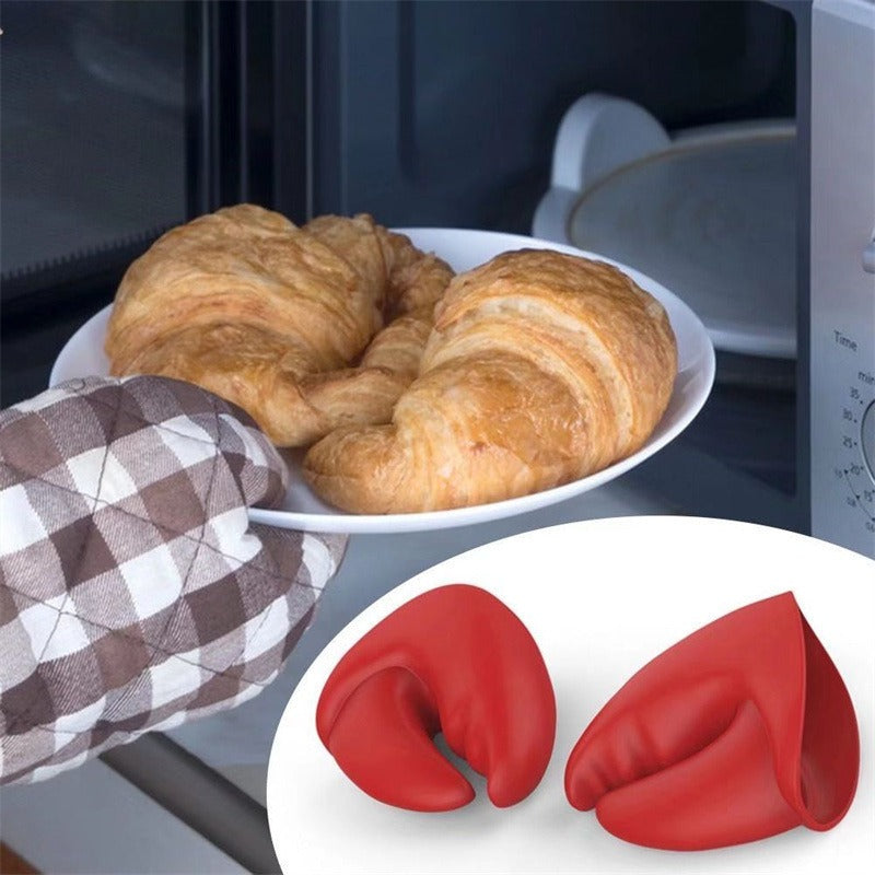 Red lobster pliers insulated gloves kitchen insulation temperature resistance thick silicone to prevent burns hand clip
