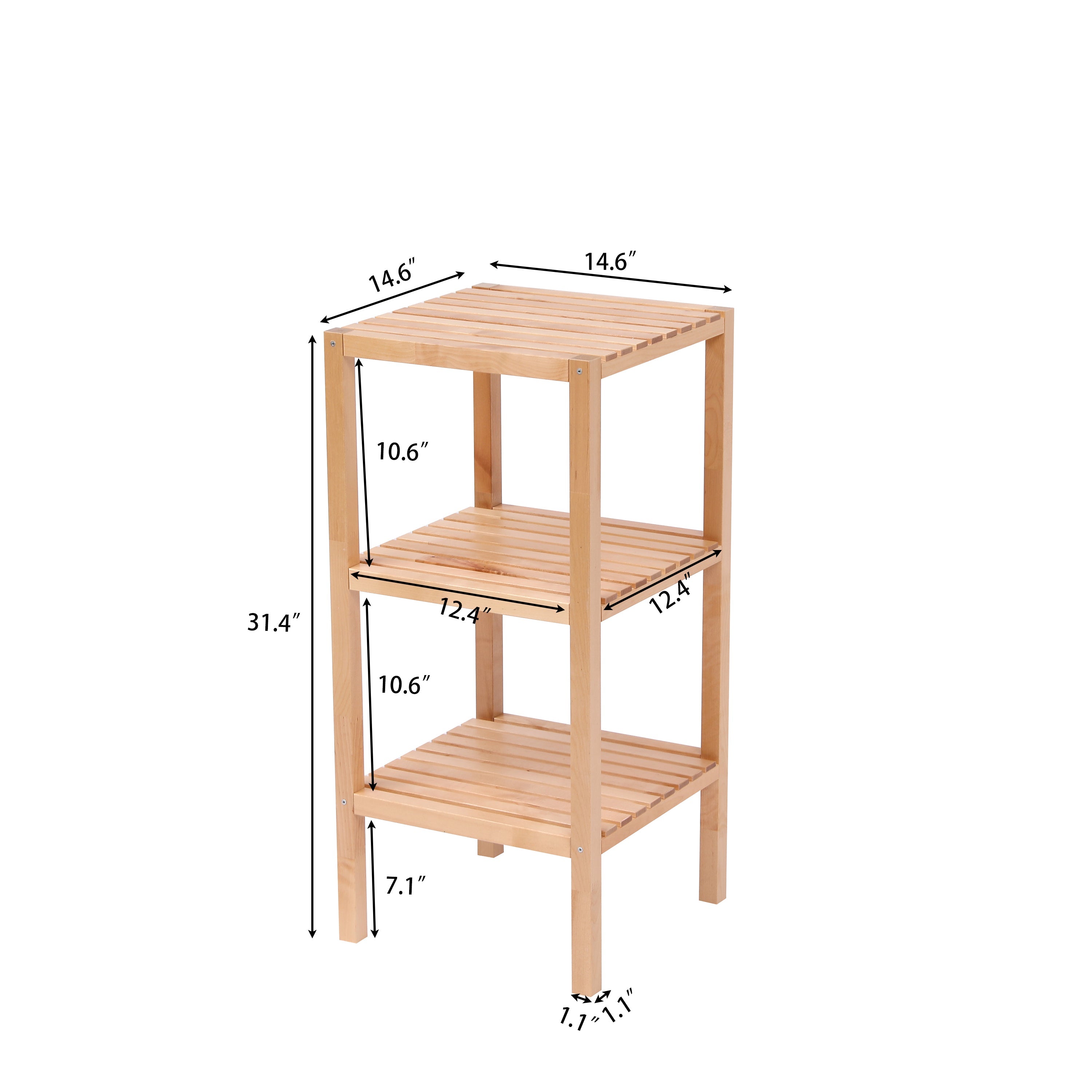 3-Tier Birch Bathroom Shelf, Narrow Shelving Unit, Multifunctional Storage Rack, Corner Rack, for Kitchen, Living Room