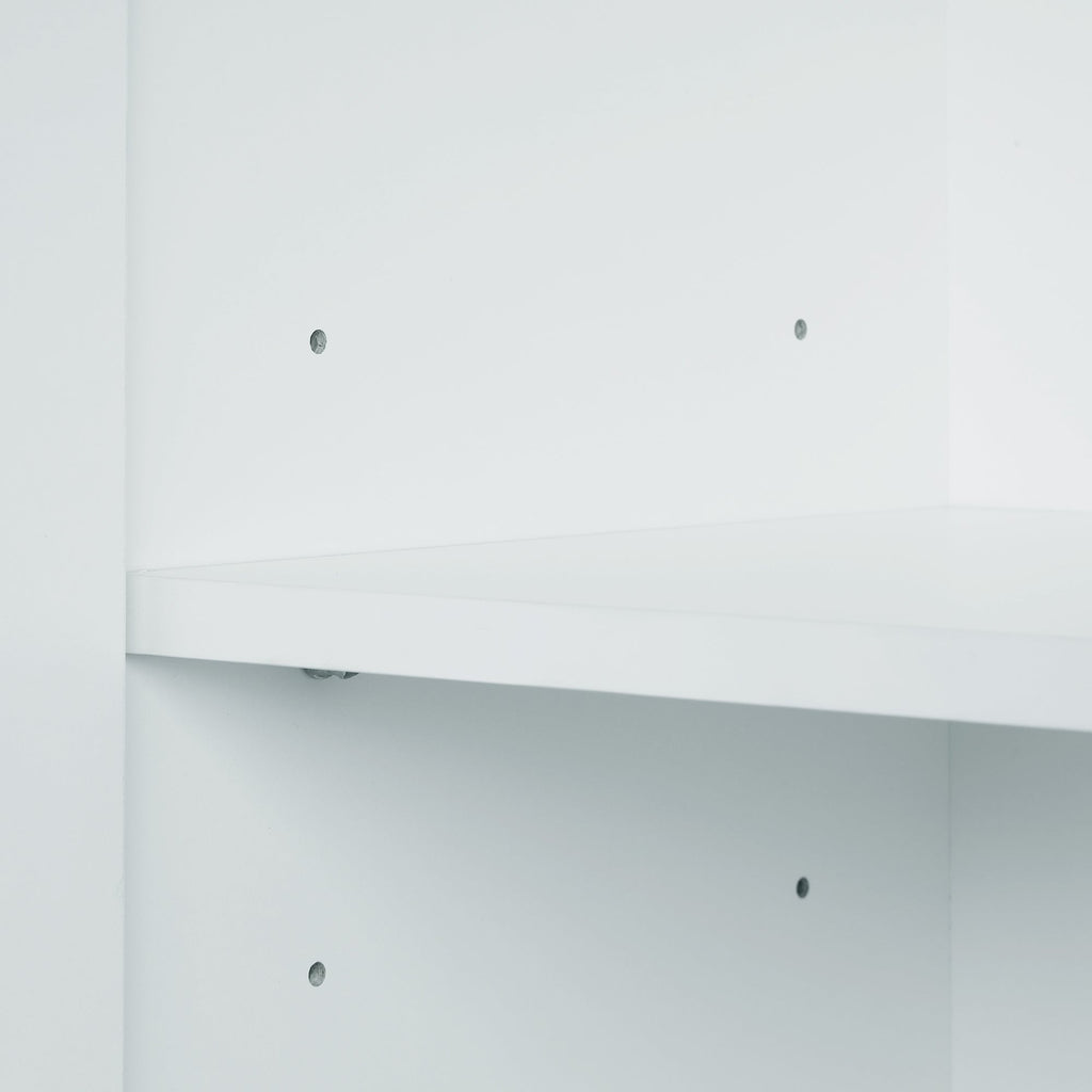 Bathroom storage cabinet, 4-door independent cabinet, adjustable shelf, open multi-layer shelf, white