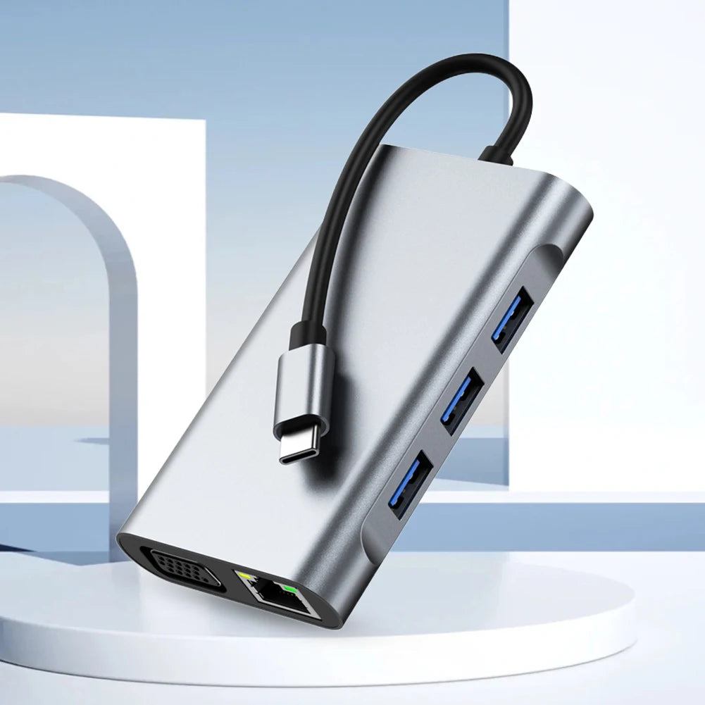 Cross border 8-in-1 docking station network card MST multi screen display suitable for Apple Huawei computer type-c docking station