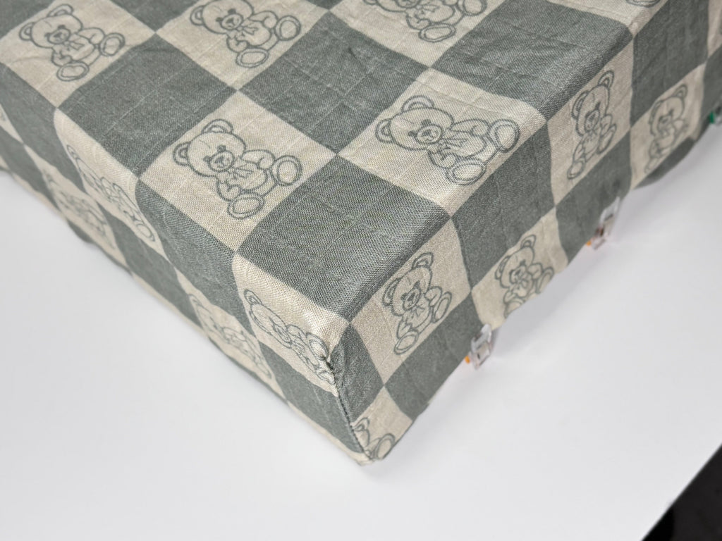 Organic Bamboo Blend Crib Sheet in Checkered Bears
