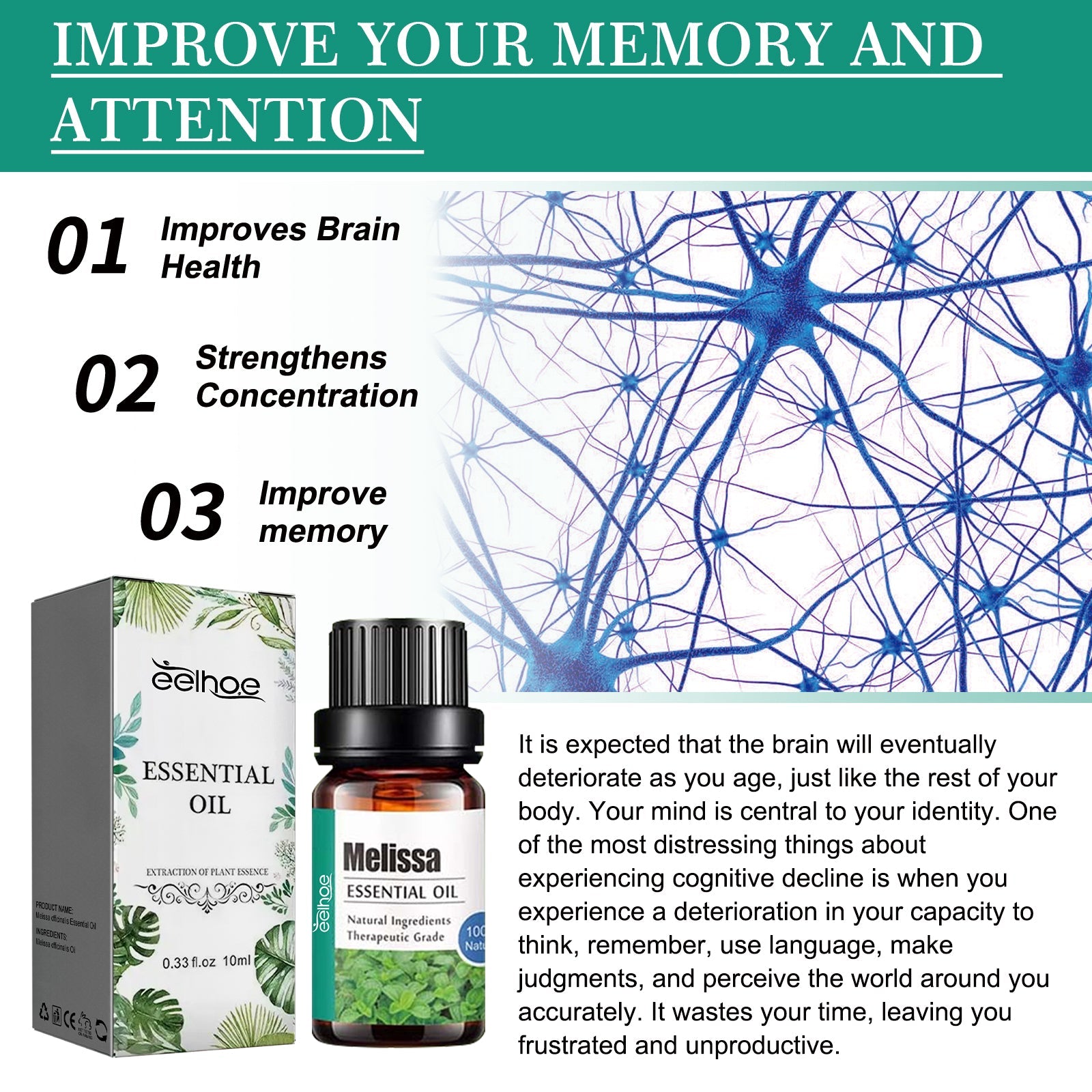 Melissa Officinalis Essential Oil, Moisturizing Massage Skin Body Care Improve Memory Melissa Officinalis Essence