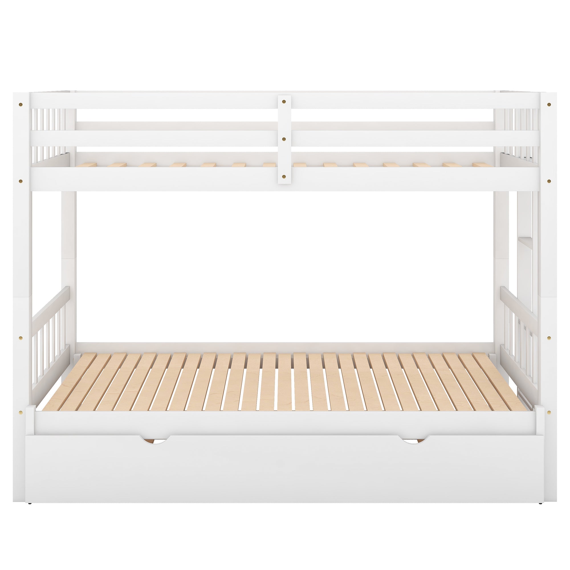 Twin over Pull-out Bunk Bed with Trundle  White