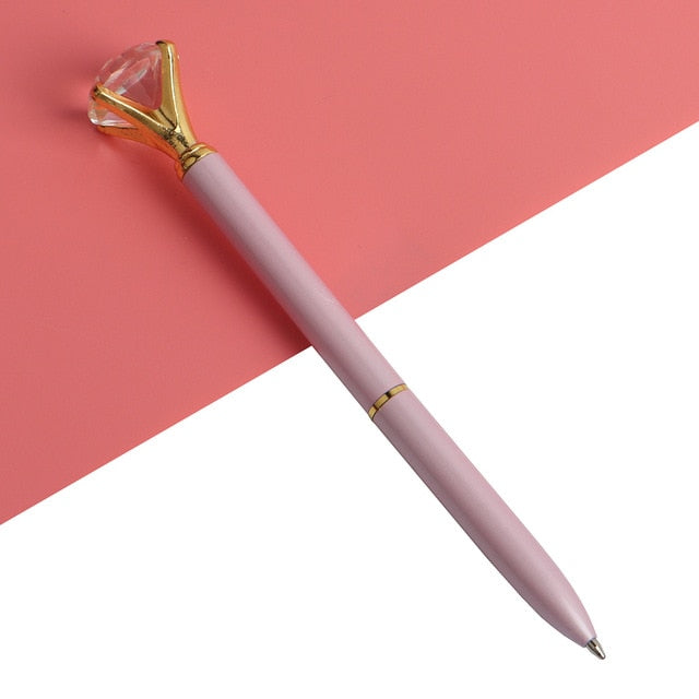 21Color Kawaii Ballpoint Pen Big Gem Metal Ball Pen With Large Diamond Blue And Black Magical Pen Fashion School Office Supplies