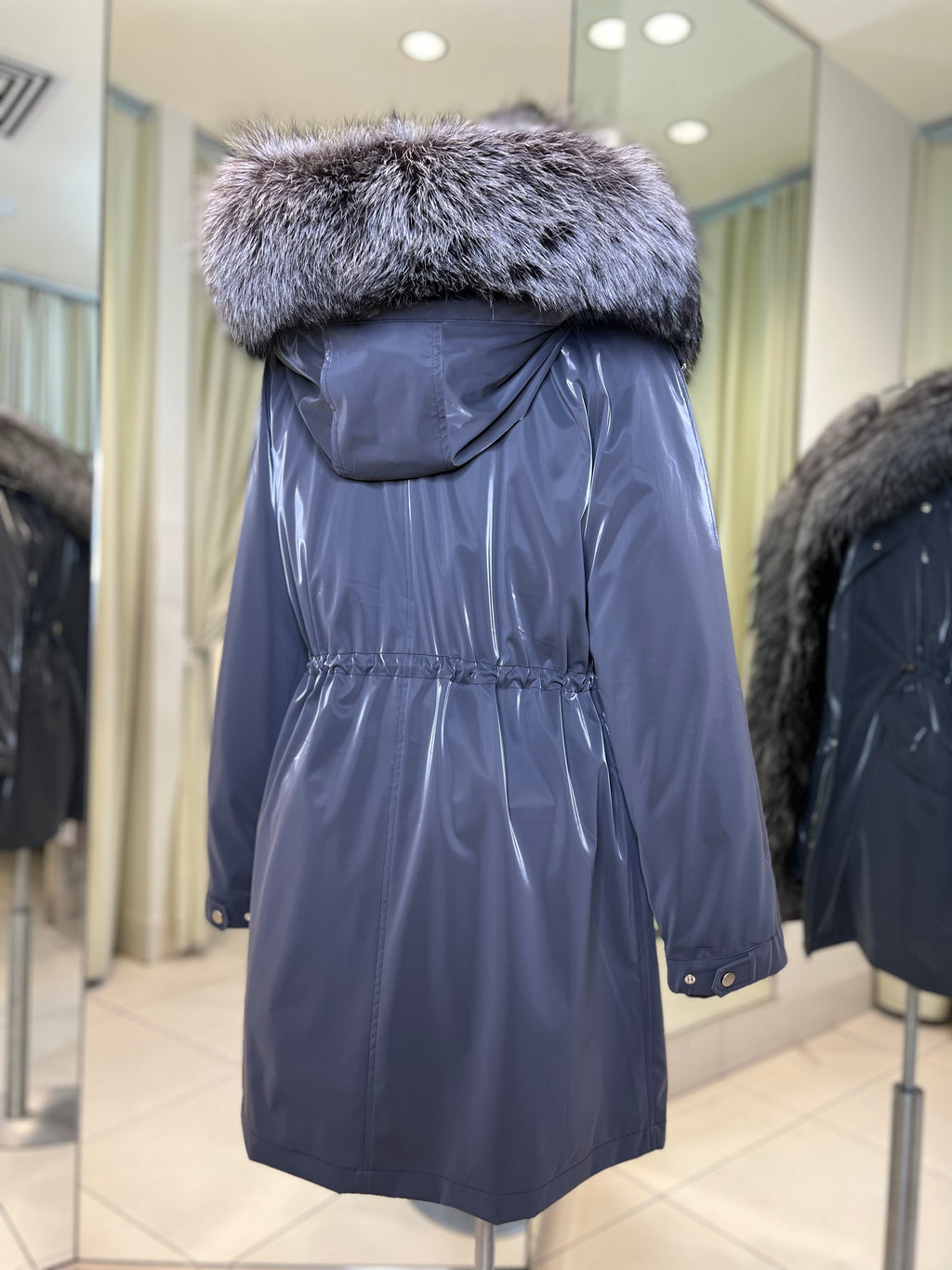 Genuine Silver Fox Fully Lined Hood Rabbit Insulated Parka
