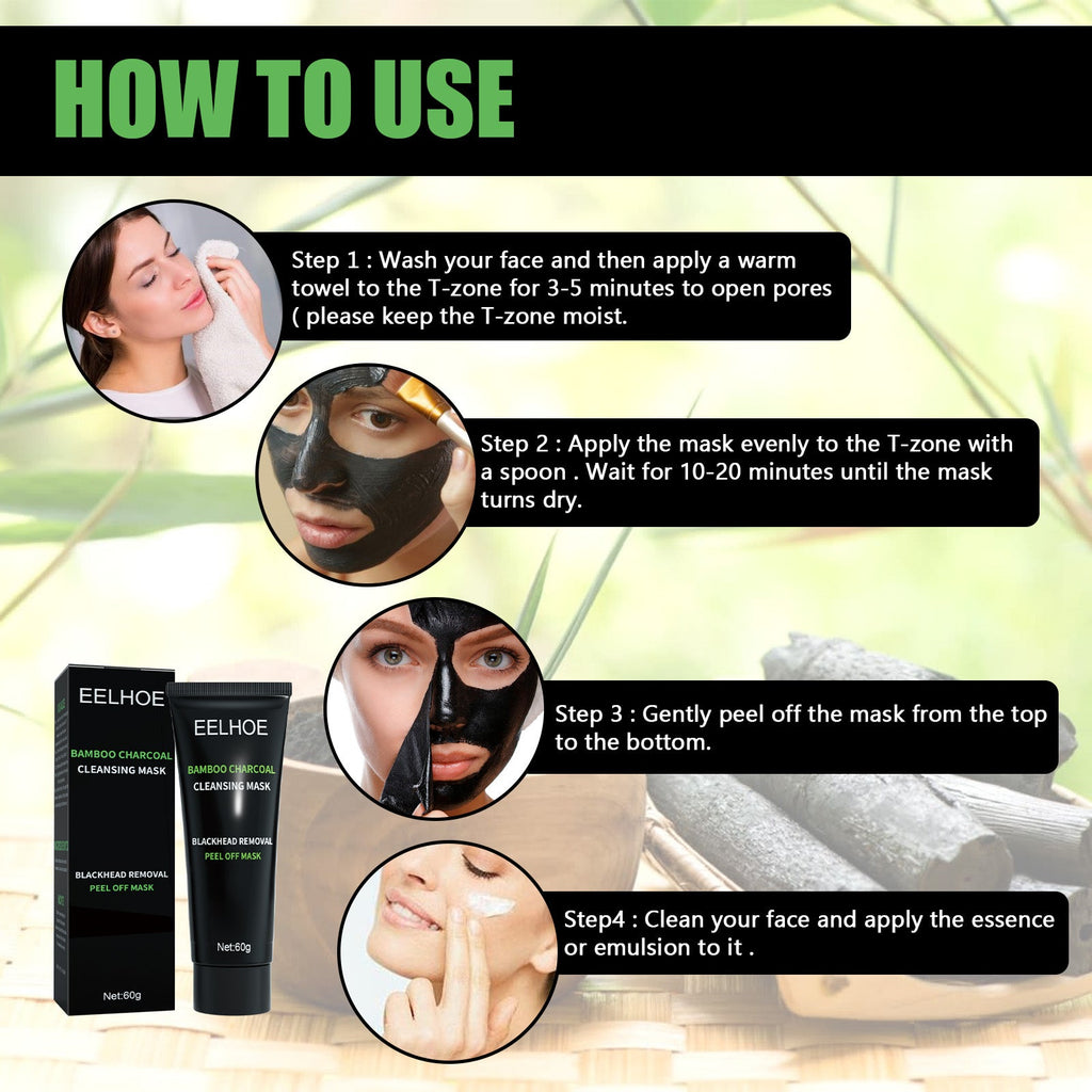 Bamboo Charcoal Blackhead Removal Mask, Deep Cleanse Pores And Acne T-Zone Oil Control With A Peel Mask