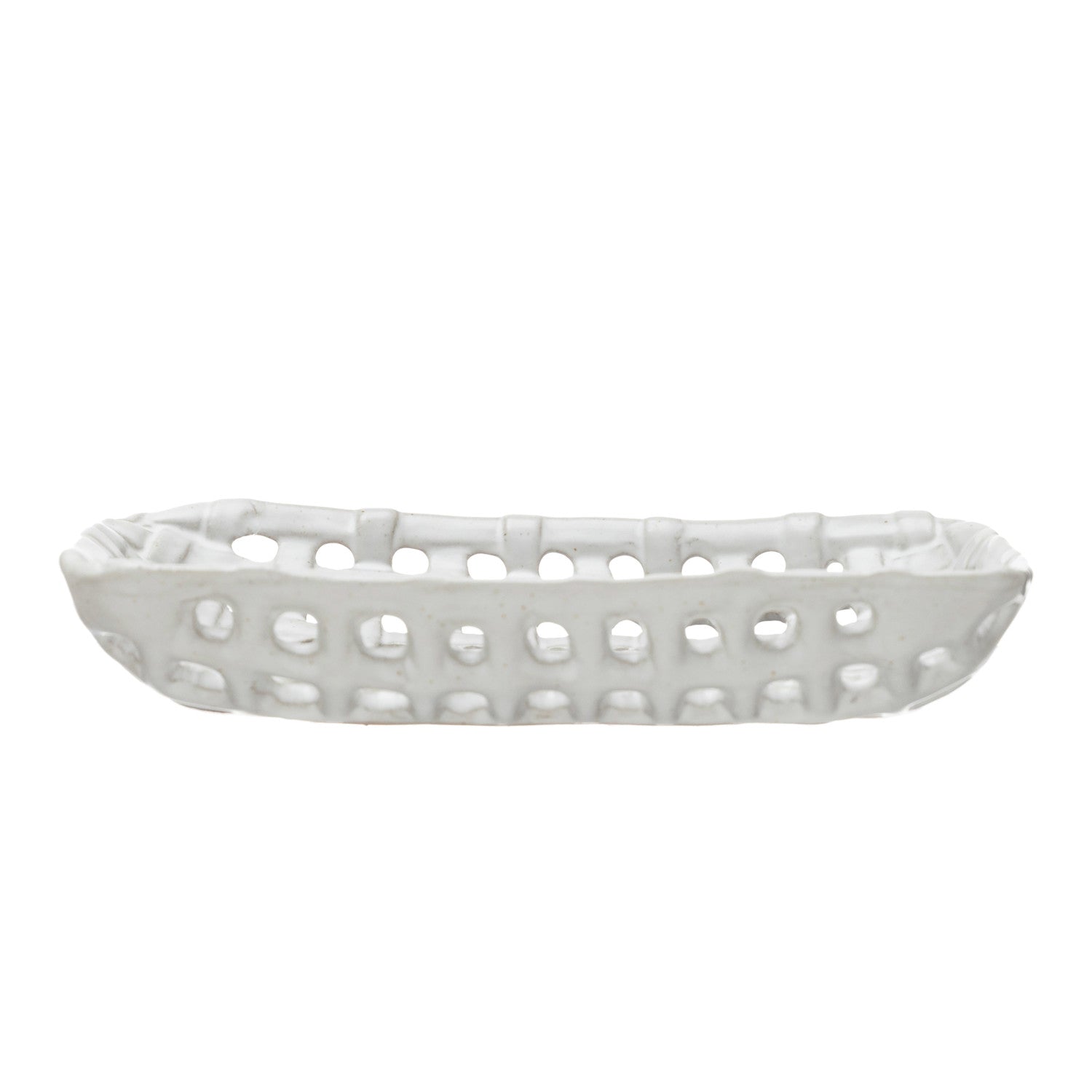 Handmade Reactive Glaze Cream Stoneware Basket Dish