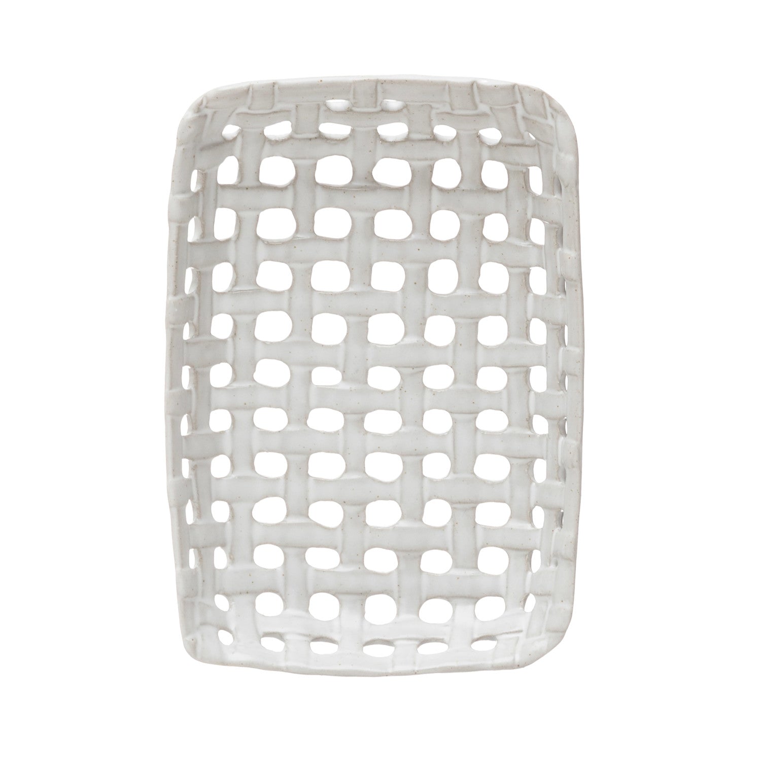 Handmade Reactive Glaze Cream Stoneware Basket Dish