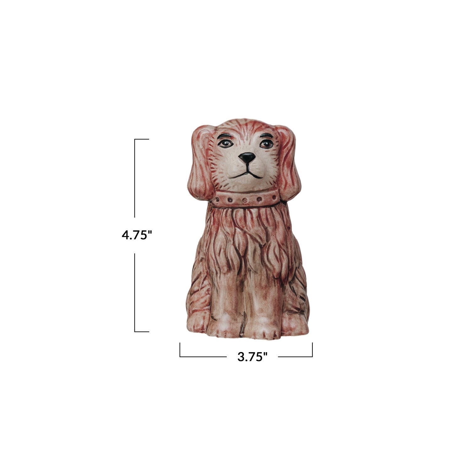 Hand-Painted Vintage-Inspired Crackle Glaze Staffordshire Pink Dog Vase