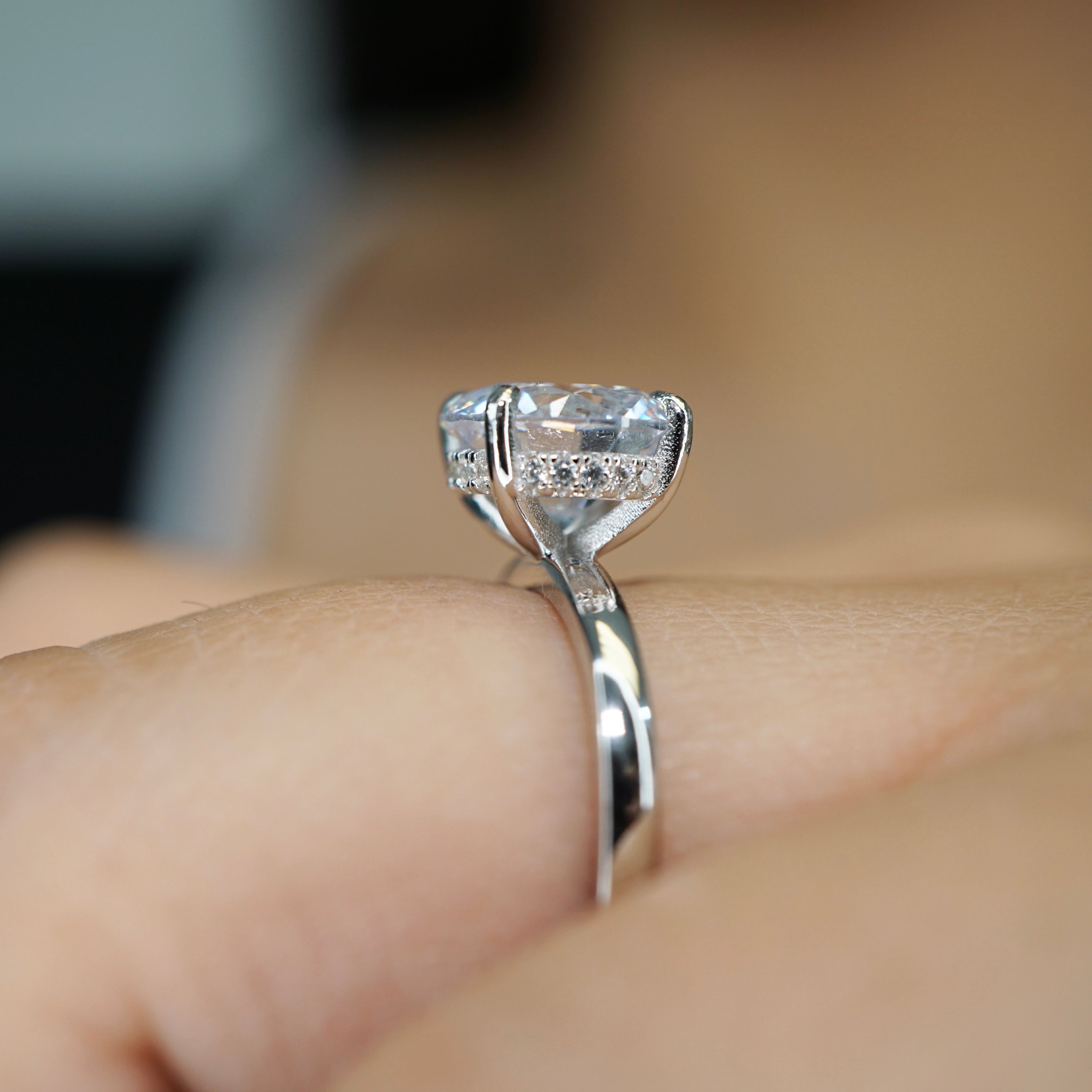 3.0ct Round Brilliant Cut Moissanite Solitaire Engagement Ring