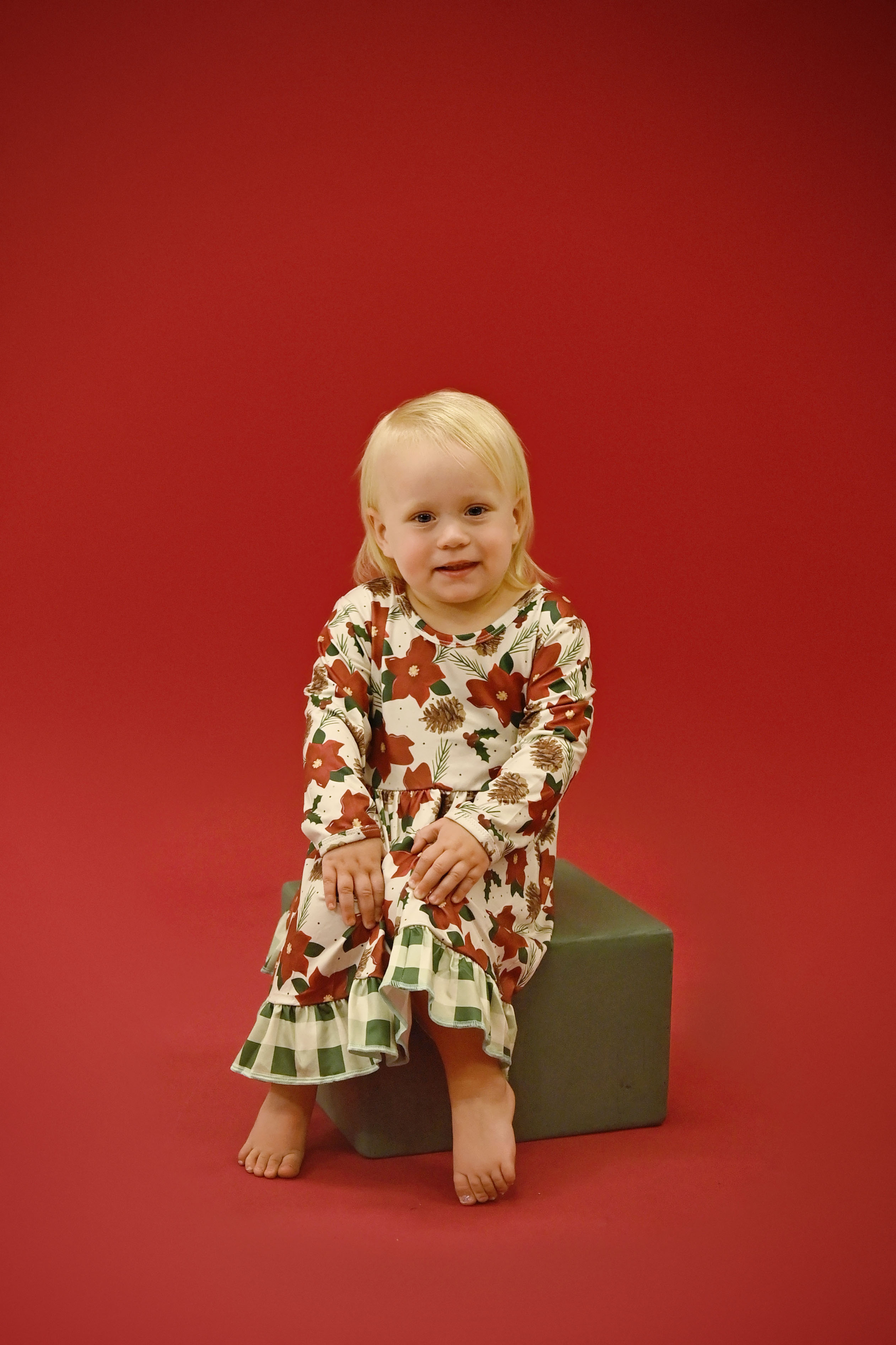 Winter Vibes Long Sleeve Ruffle Milk Silk Dress