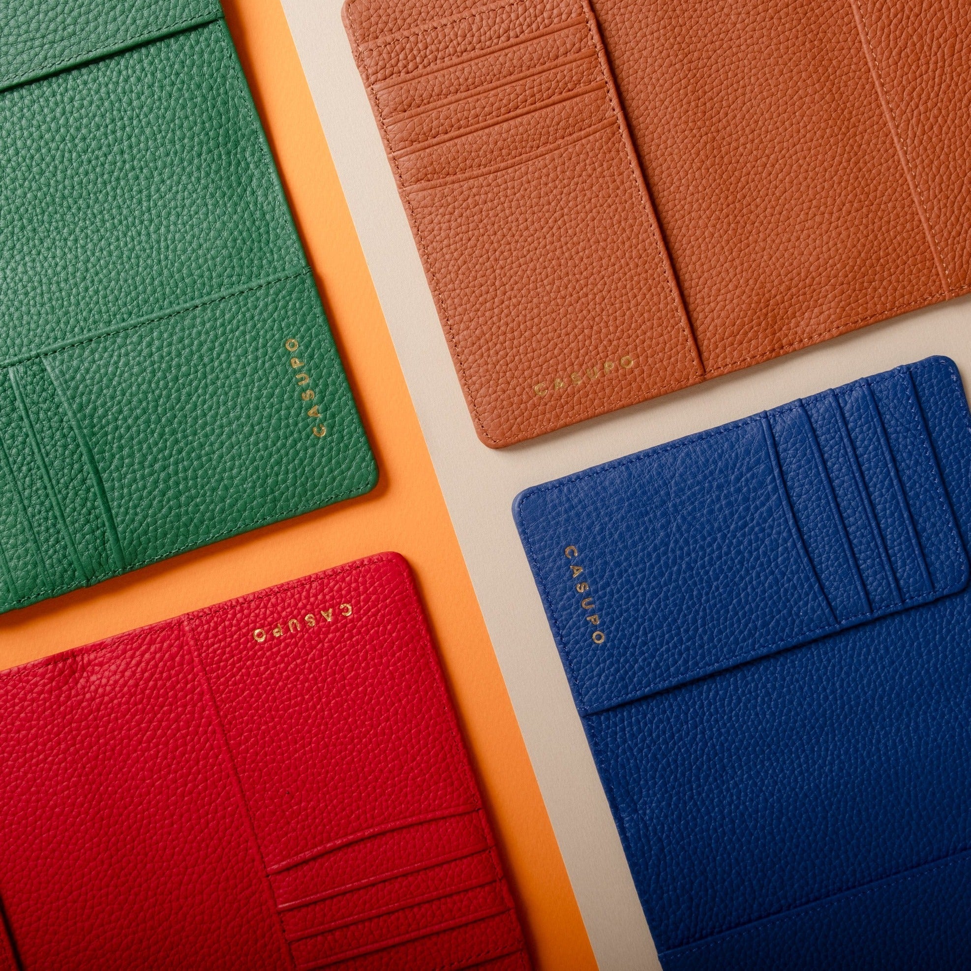 Leather Passport Wallet with RFID - Green