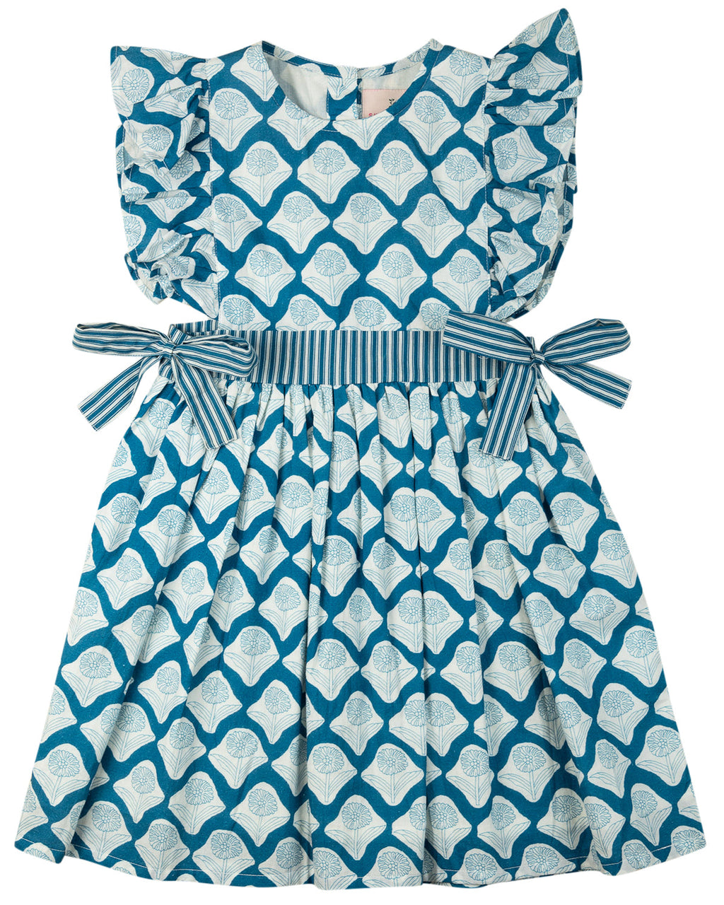 Navy Block Print Dress- FINAL SALE