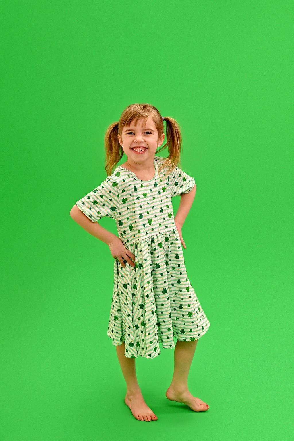 Shamrock Short Sleeve Milk Silk Twirl Dress