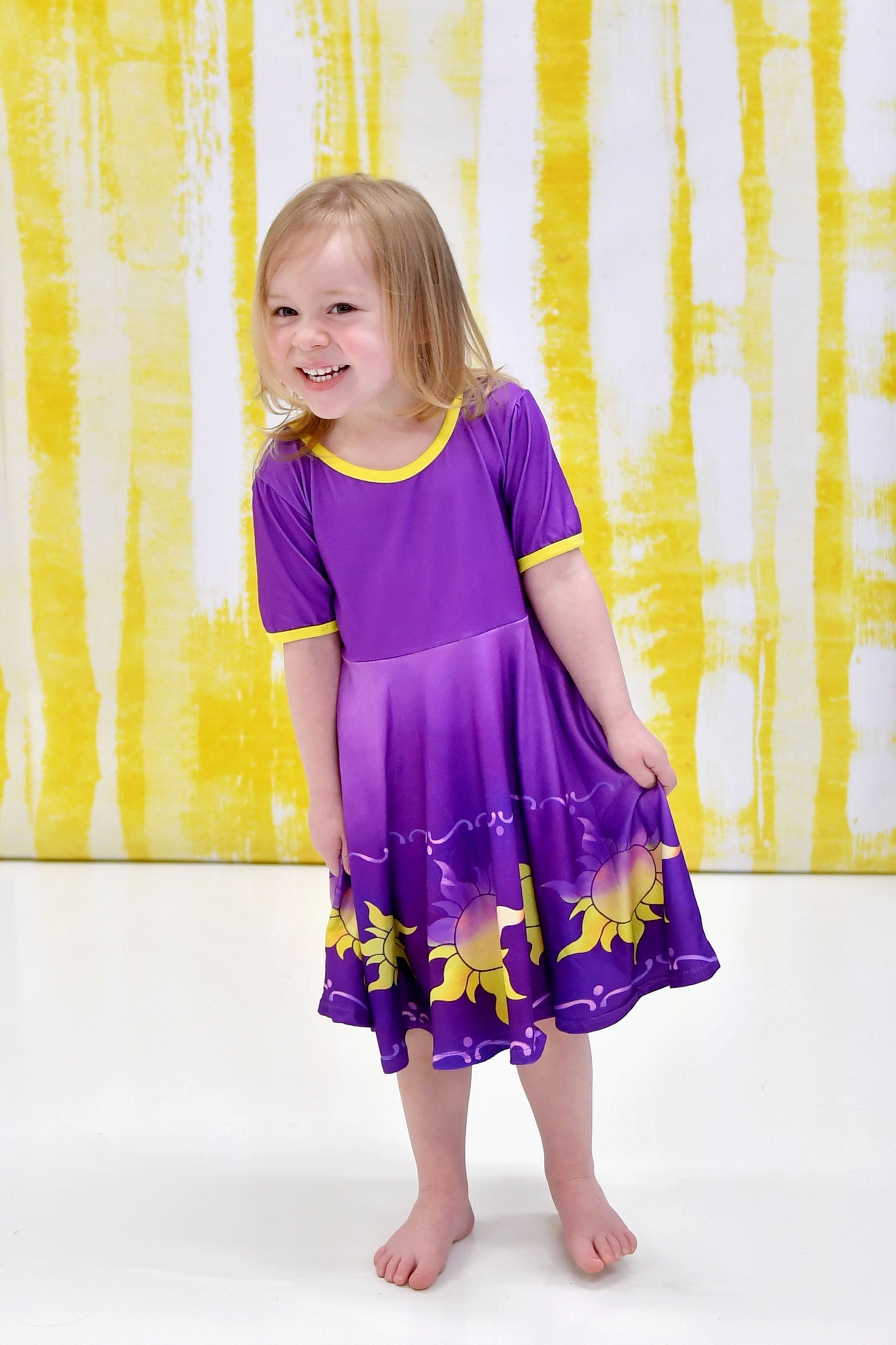 Tower Princess Short Sleeve Milk Silk Twirl Dress
