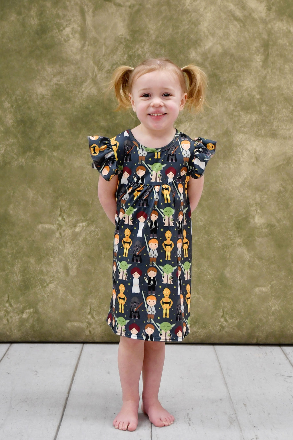 Space Wars Inspired Milk Silk Flutter Dress