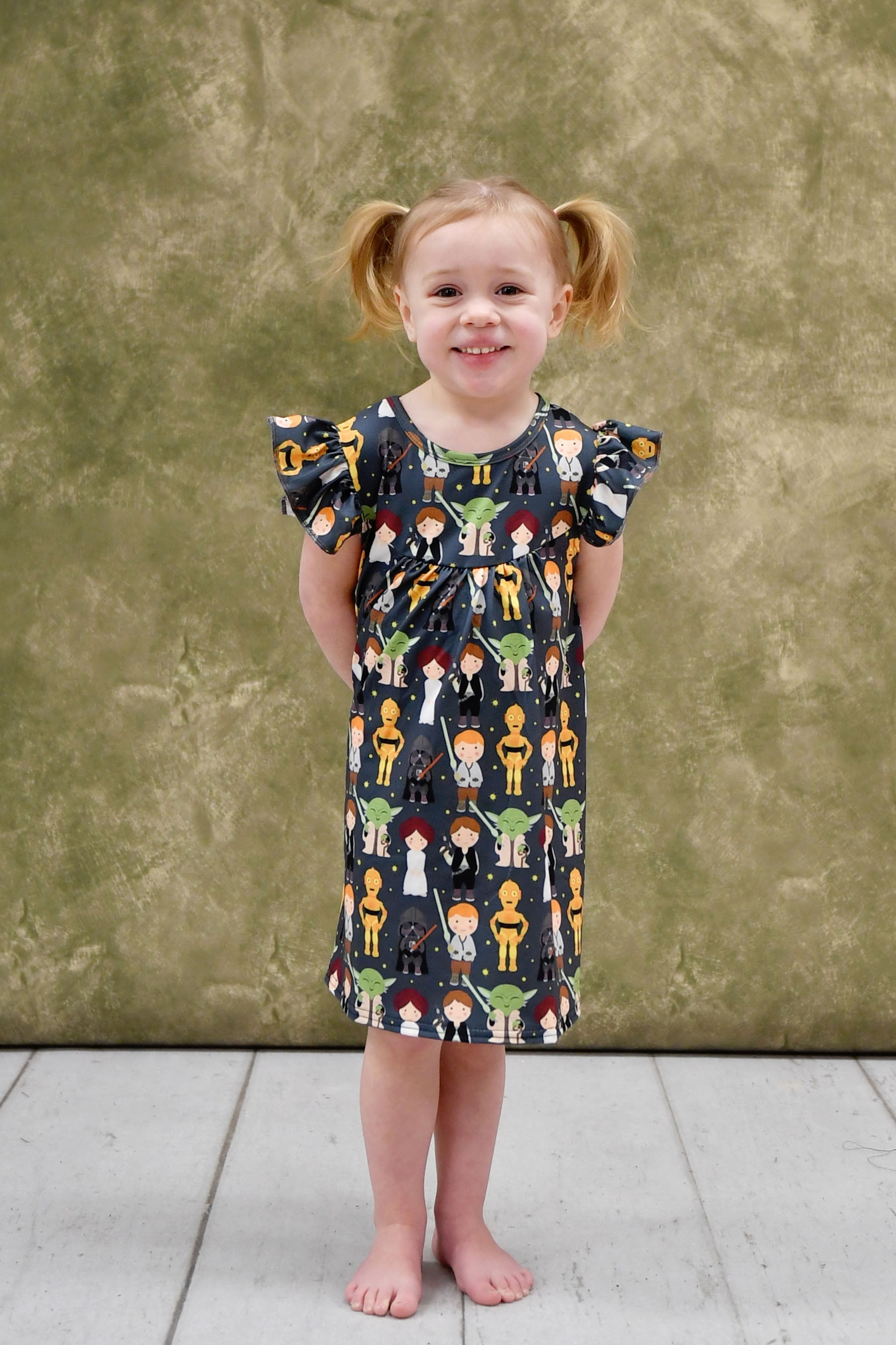 Space Wars Inspired Milk Silk Flutter Dress