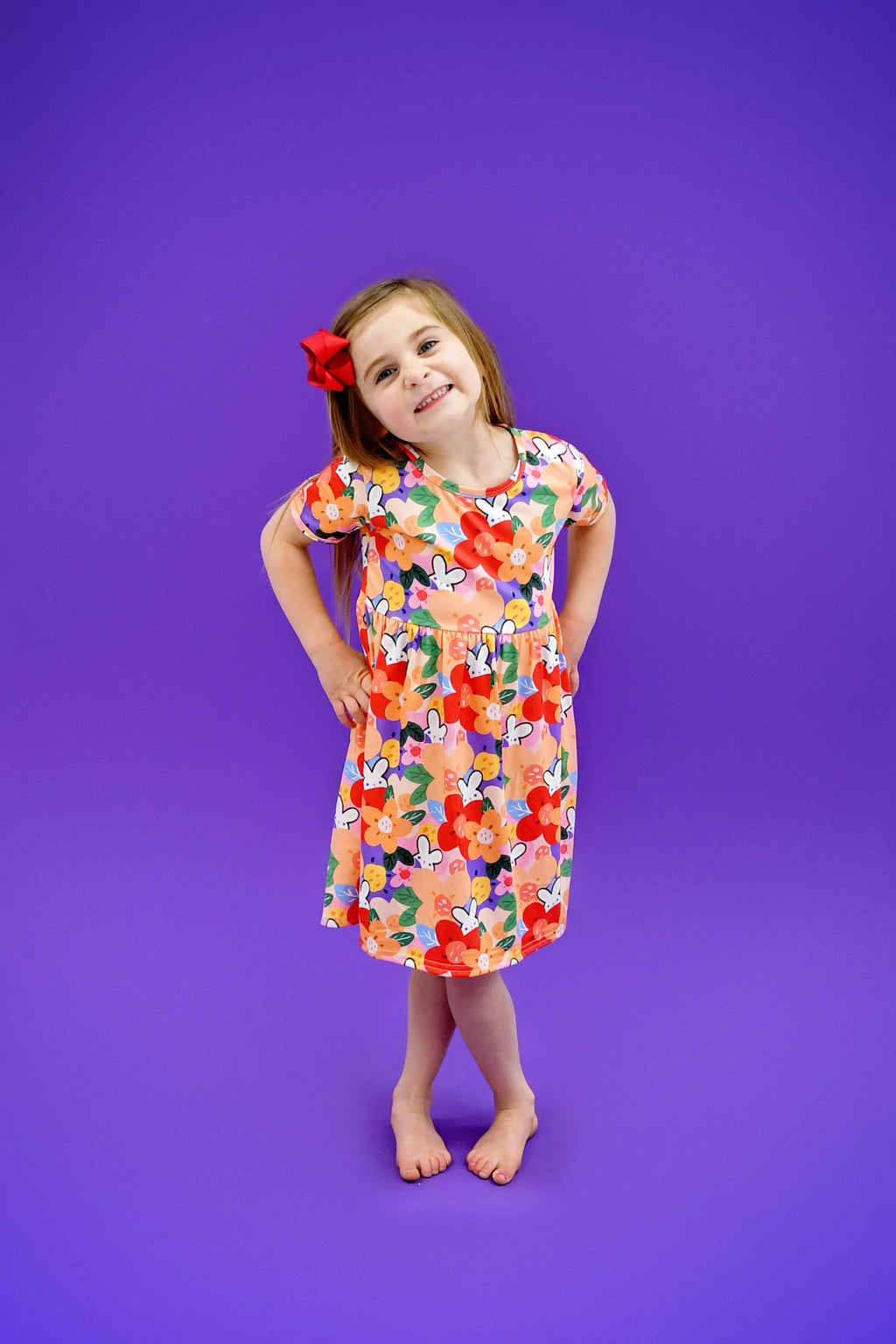 Peach Peek A Boo Short Sleeve Milk Silk Dress