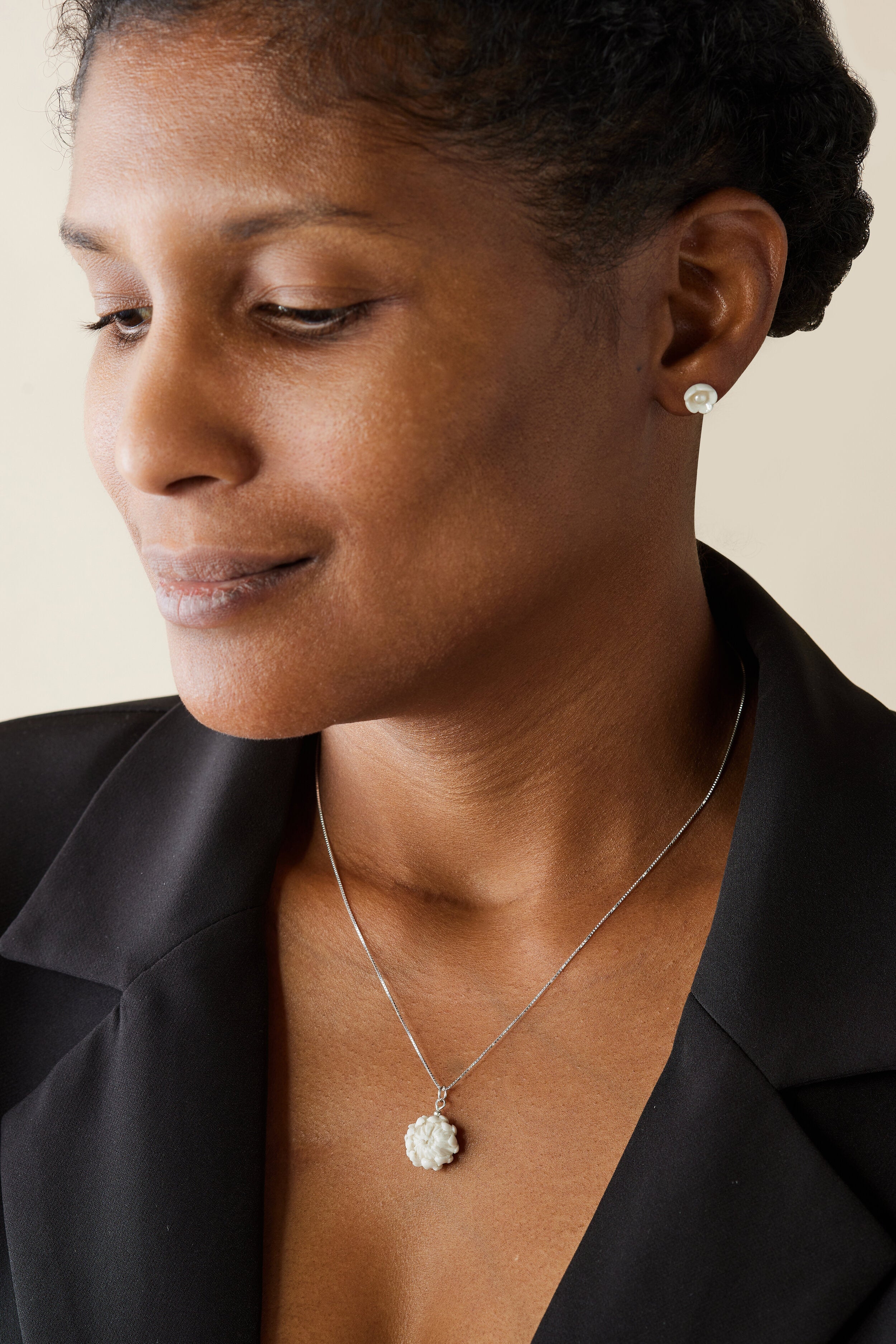 Mini Buttercup Stud Earrings & Protea Floral Necklace Bundle