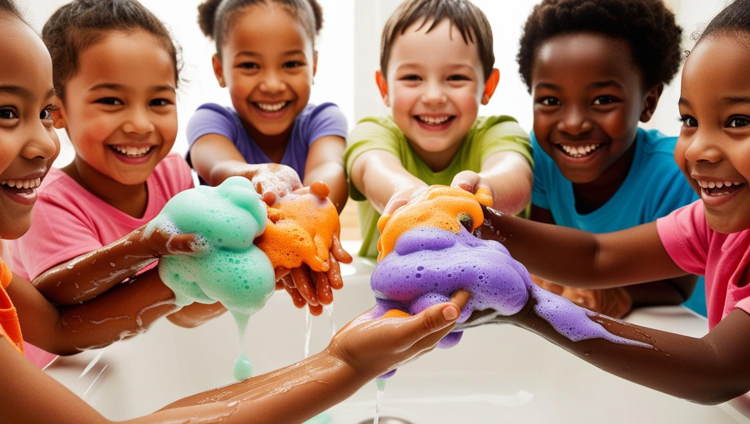 Non-Toxic, Colorful Foaming Hand Soap for Kids. Yellow Foam. Lemongrass Scented.