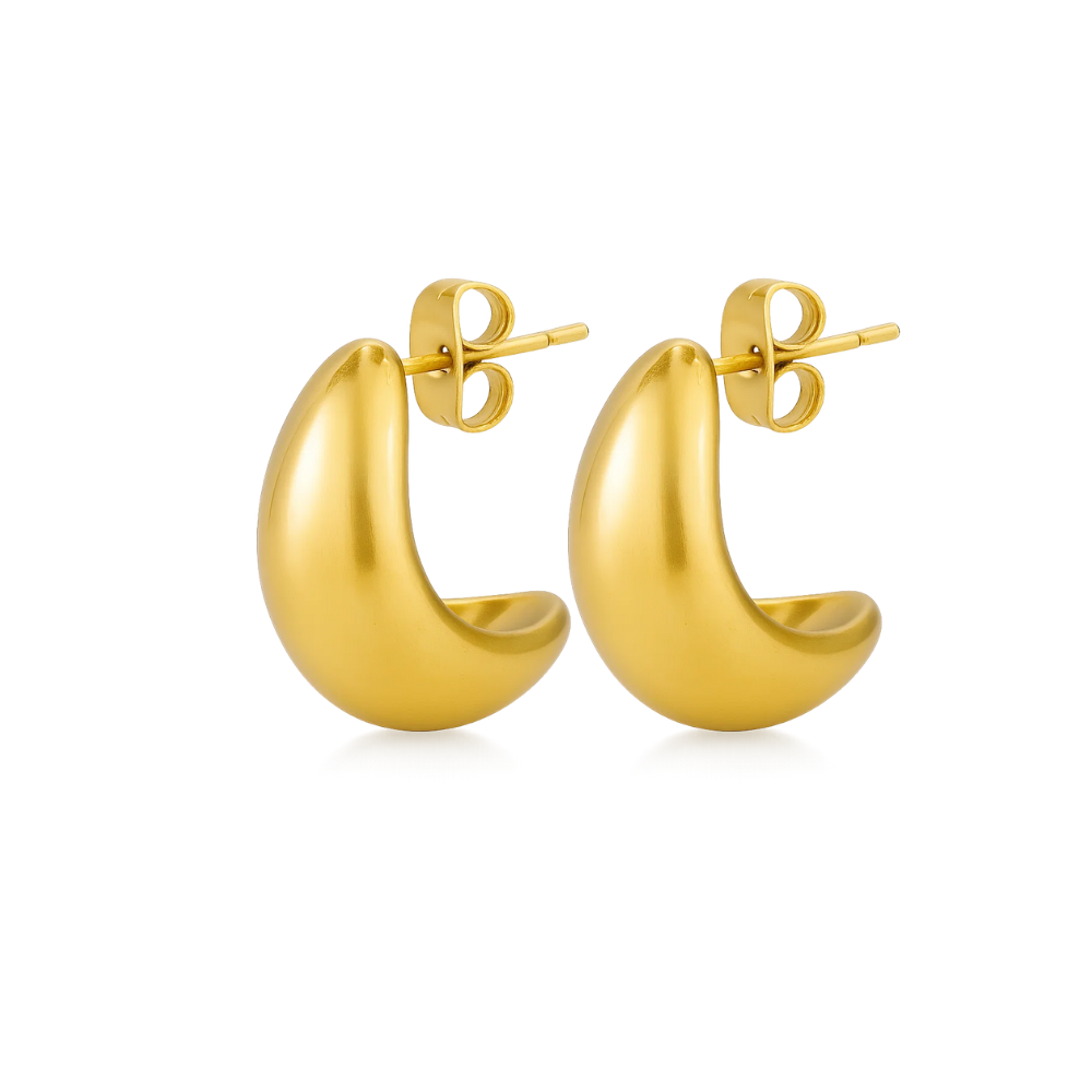 Dome Huggie Teardrop Earrings