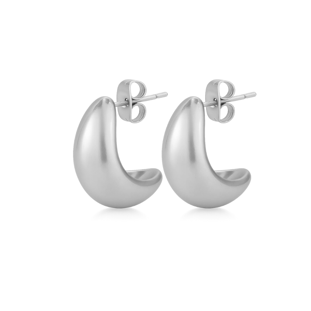 Dome Huggie Teardrop Earrings