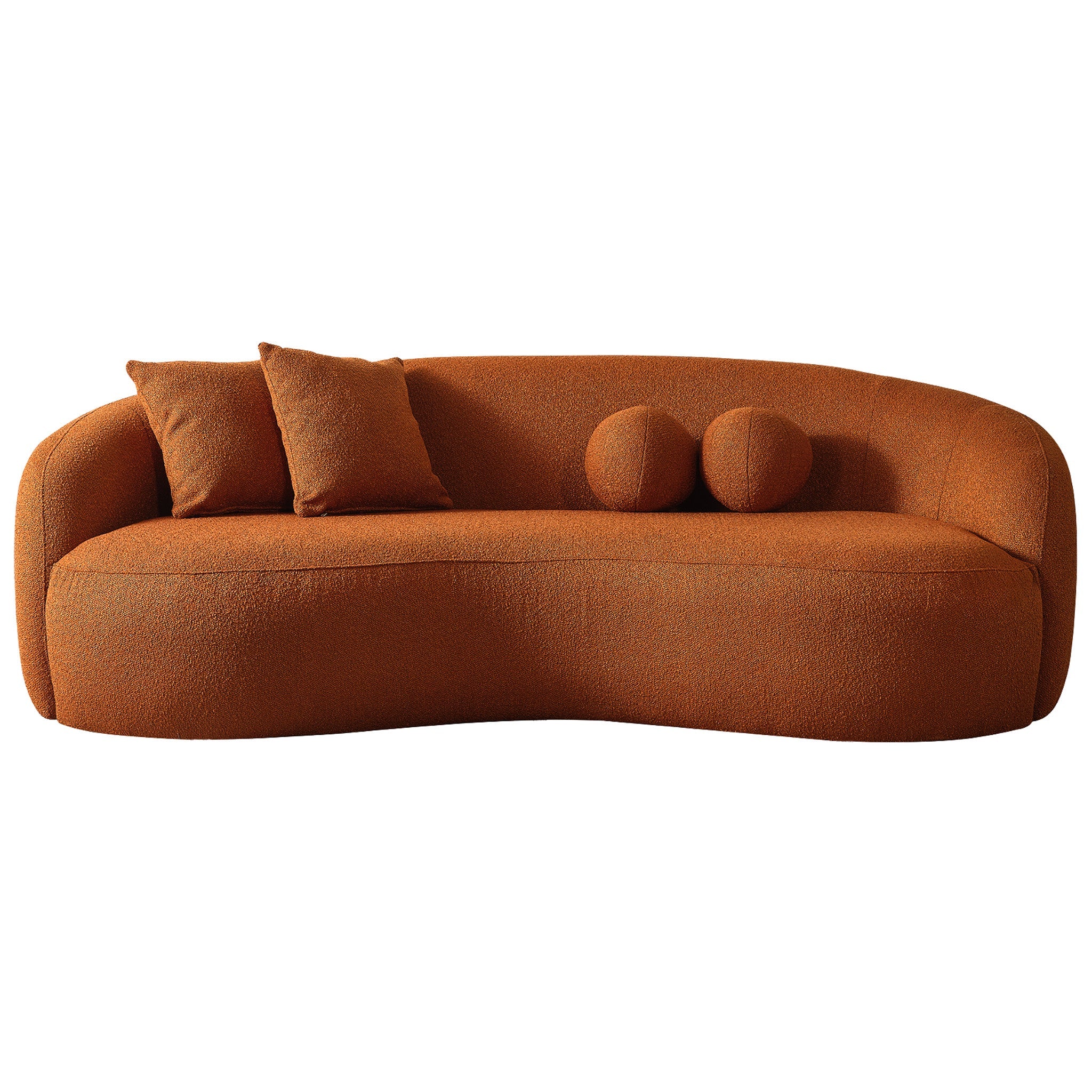 Drake Burnt Orange Japandi Style Curvy Boucle Sofa – Designer Sofa – C