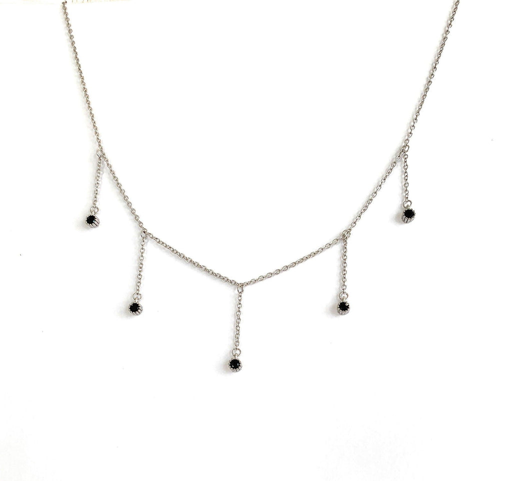 Drop Necklace with Five Cubic Zirconia Stone