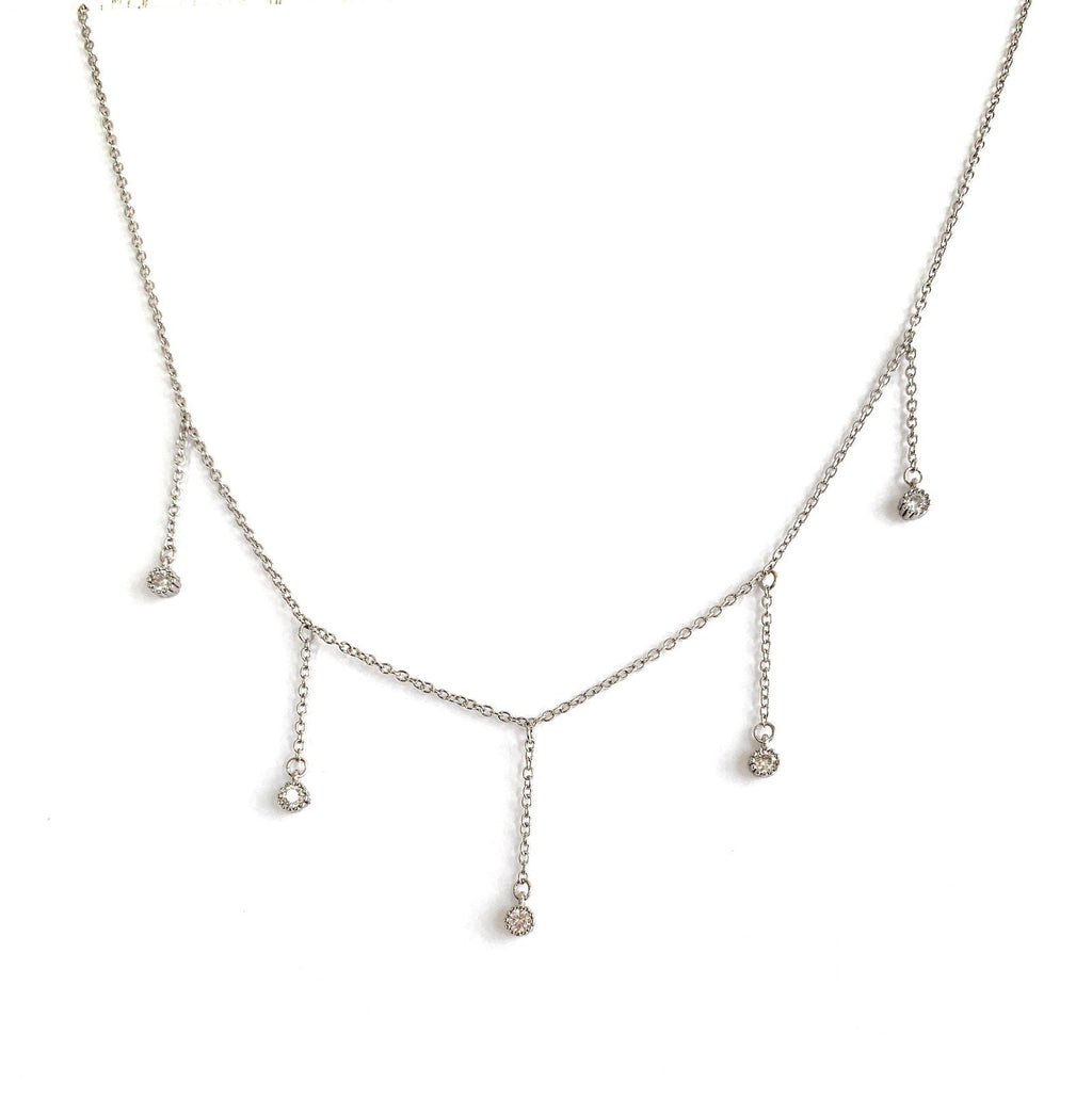 Drop Necklace with Five Cubic Zirconia Stone
