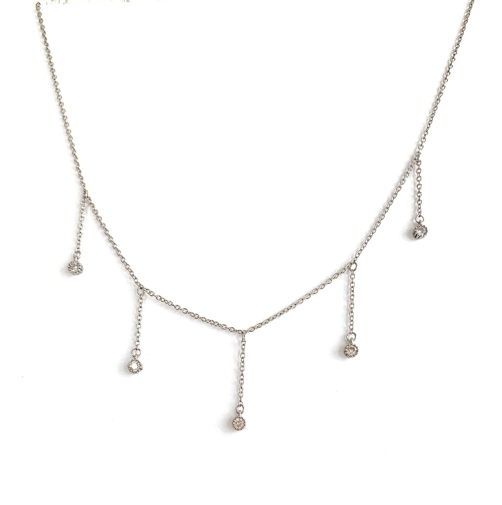 Drop Necklace with Five Cubic Zirconia Stone