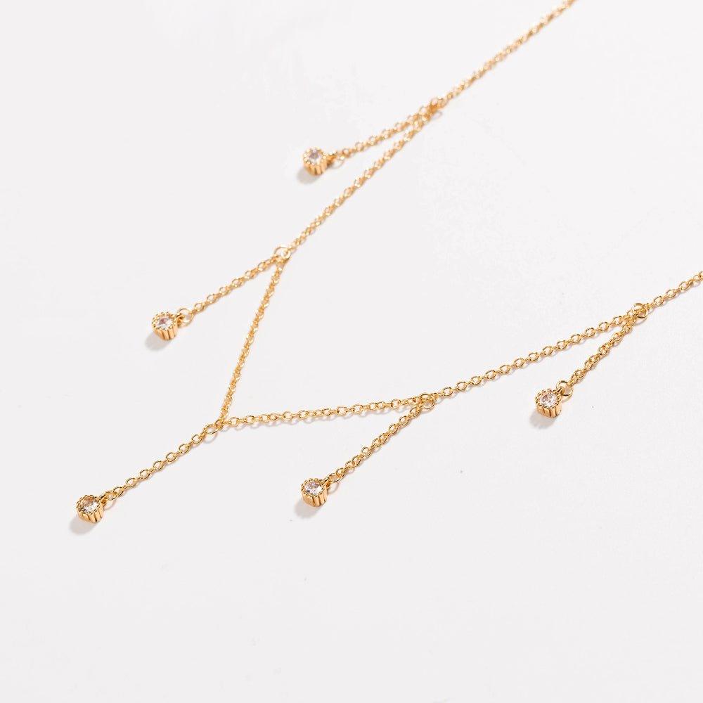 Drop Necklace with Five Cubic Zirconia Stone